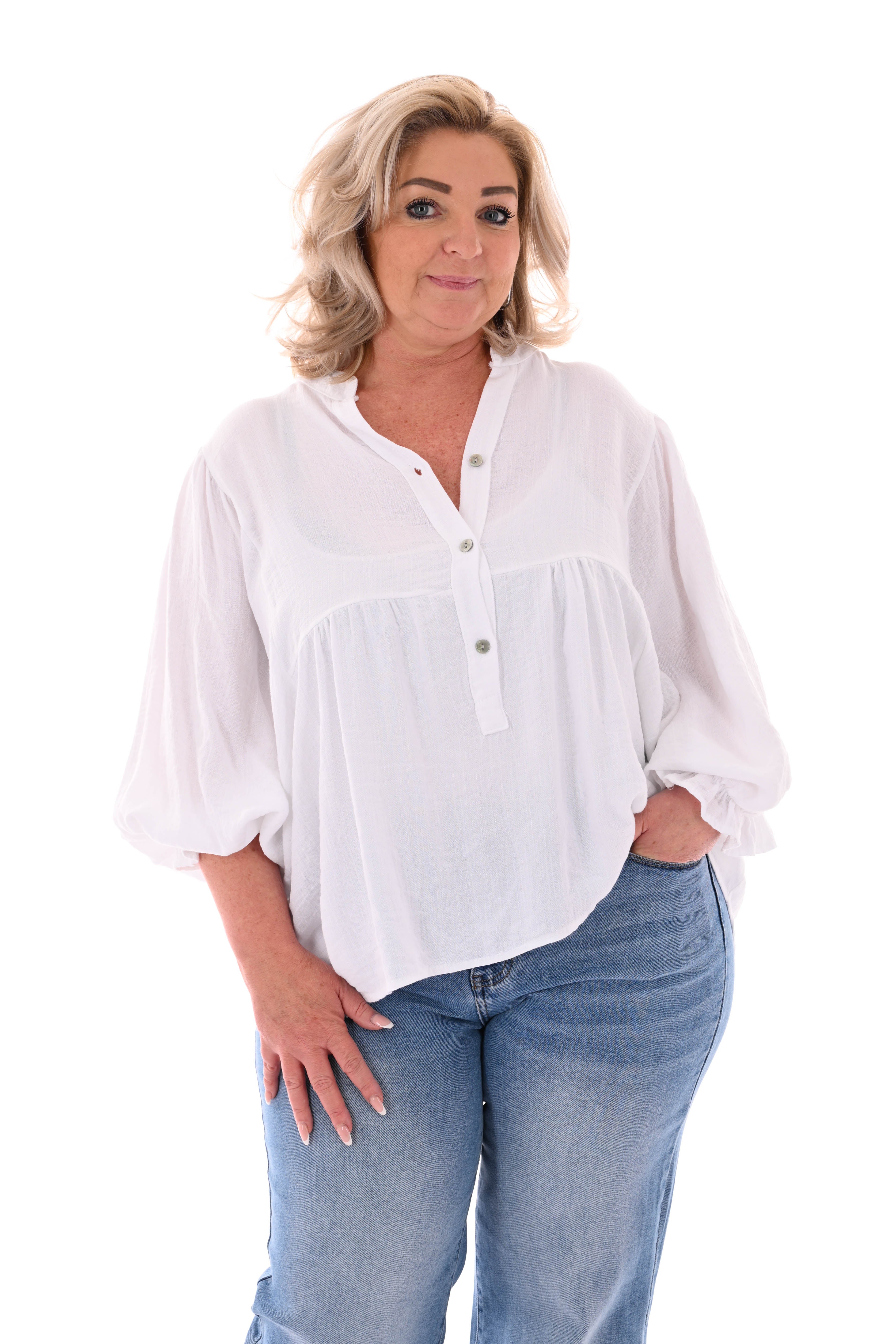 Blouse 3/4e vleermuismouw wit