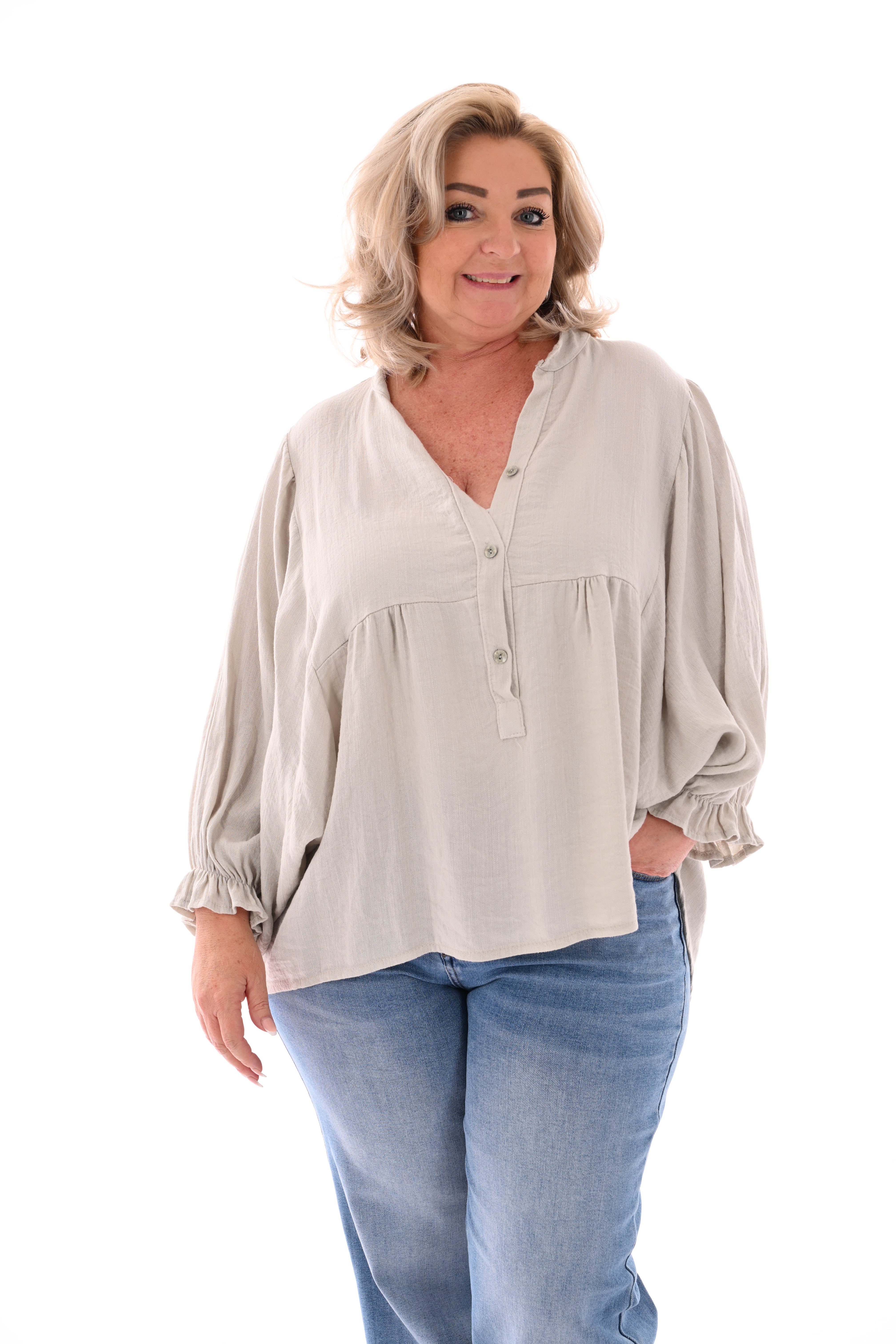 Blouse 3/4e vleermuismouw beige