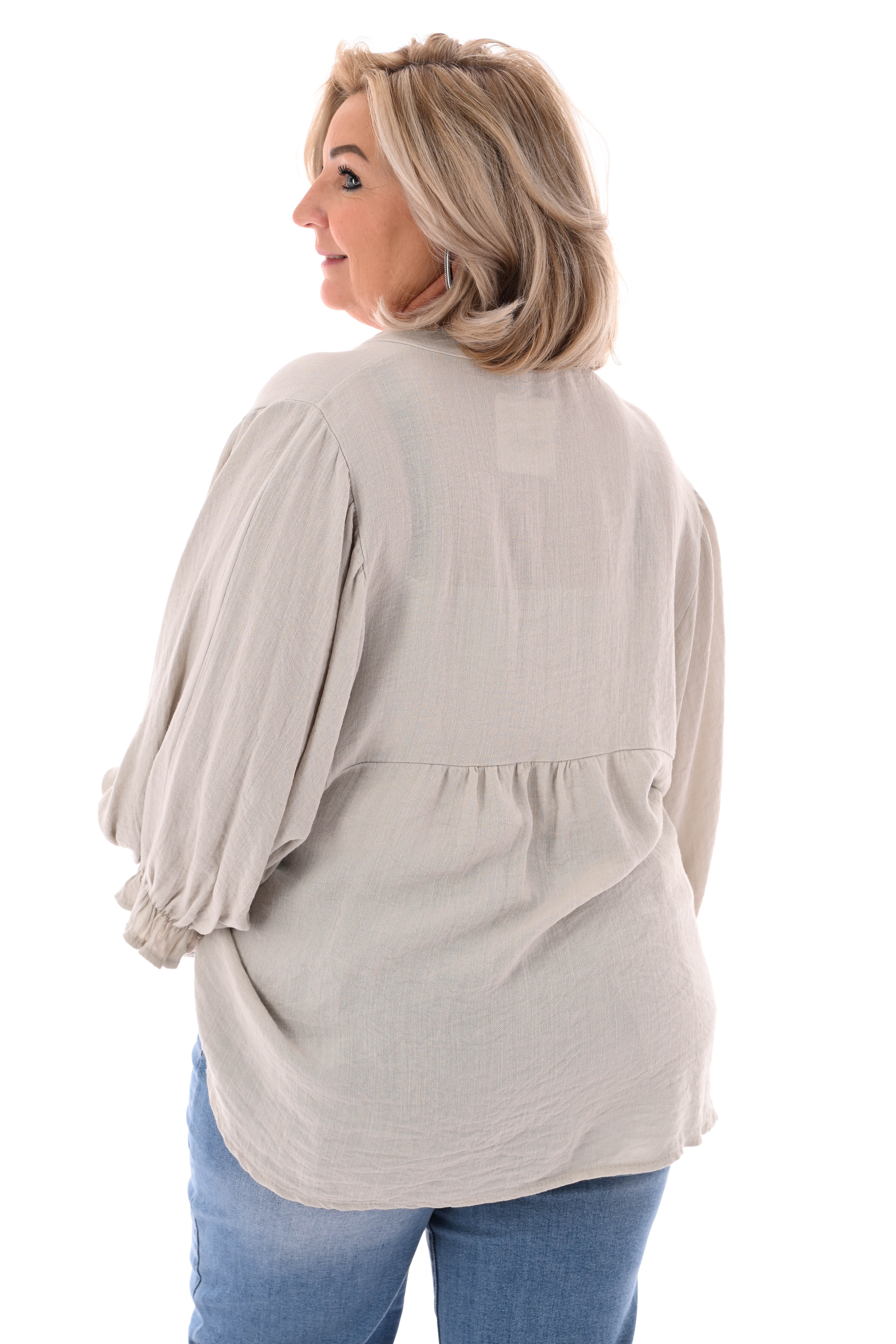 Blouse 3/4e vleermuismouw beige