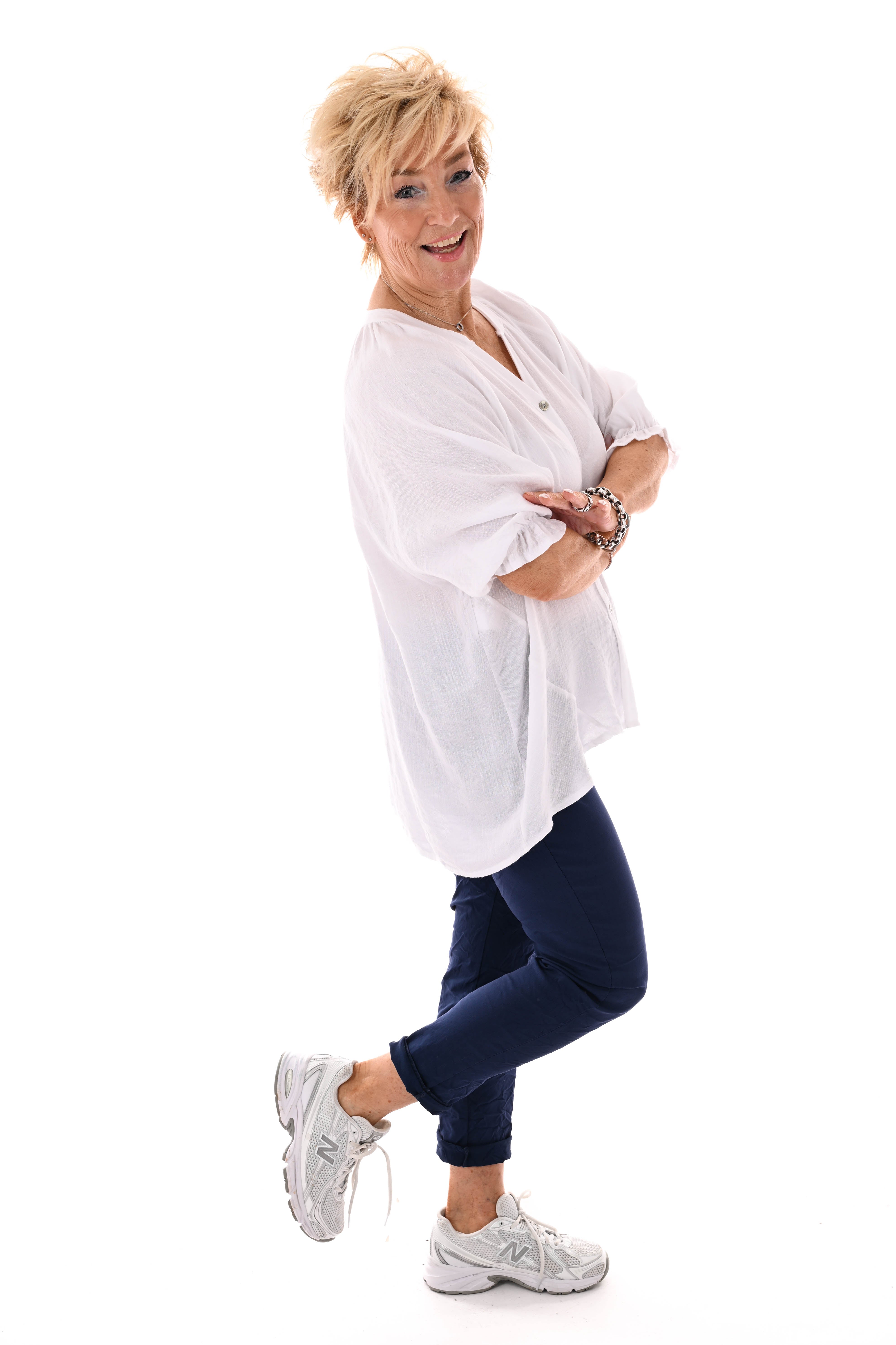Blouse v-hals korte roezelmouwen wit