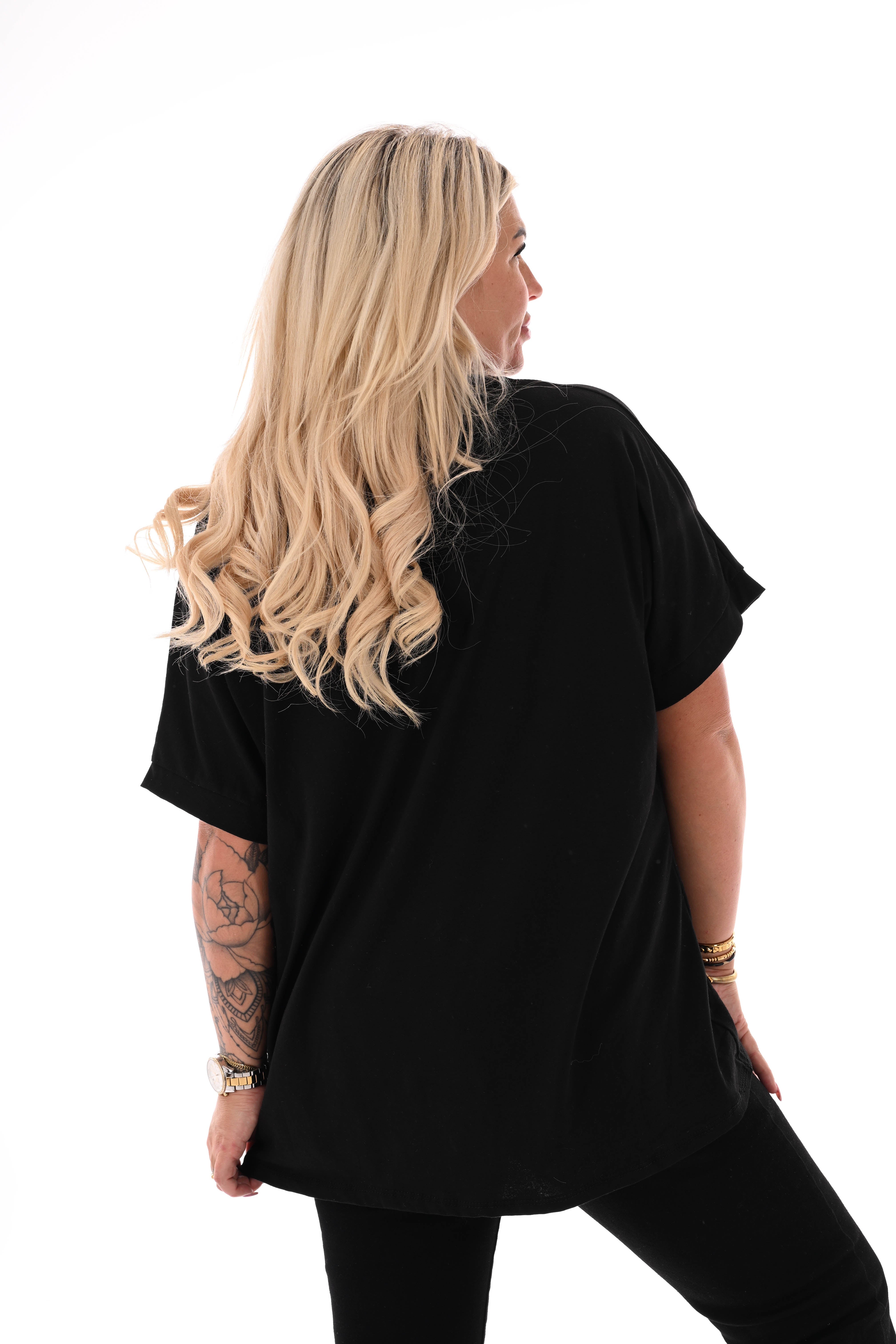 T-shirt kleine hartjes zwart