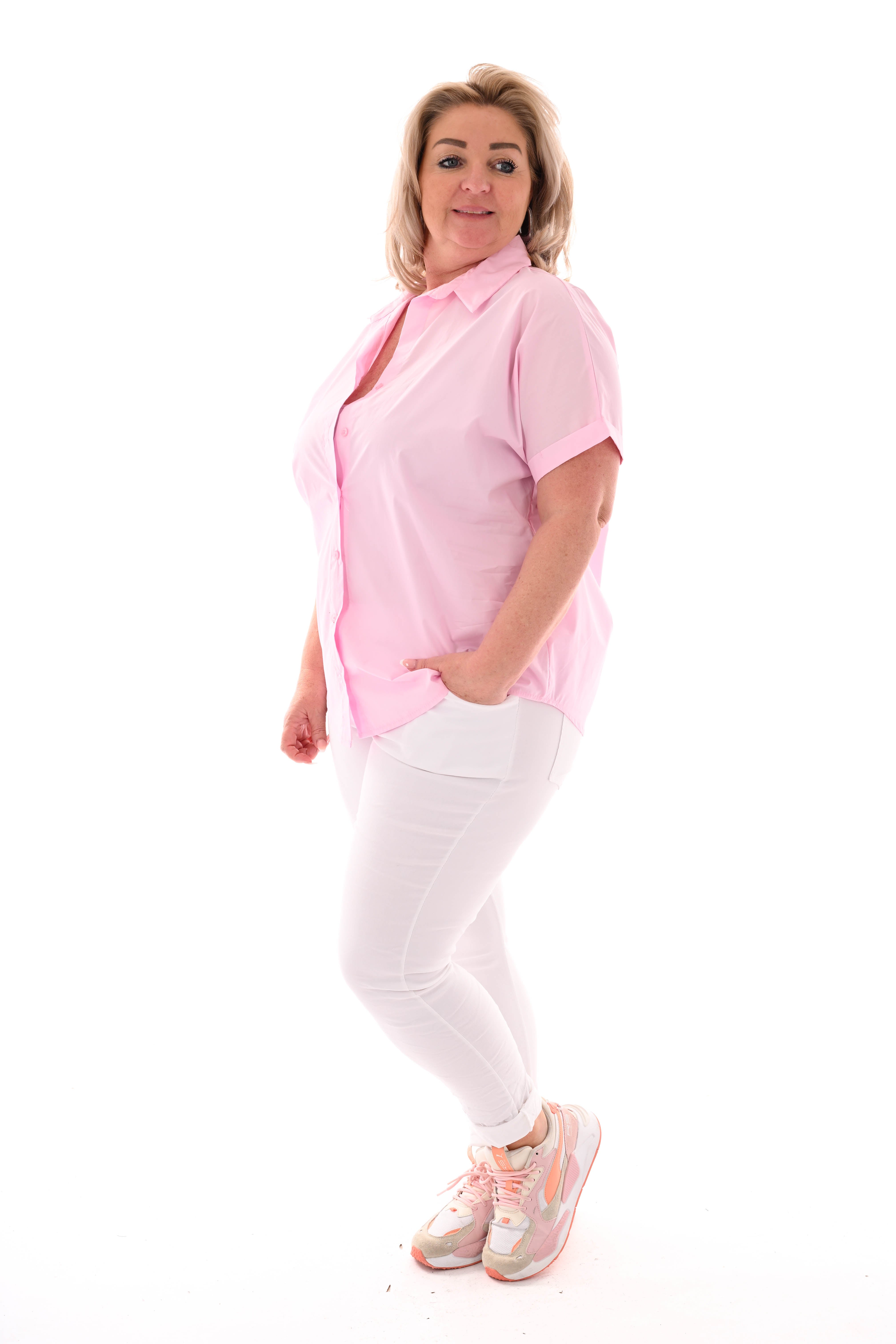 Blouse korte mouwen iconic lichtroze