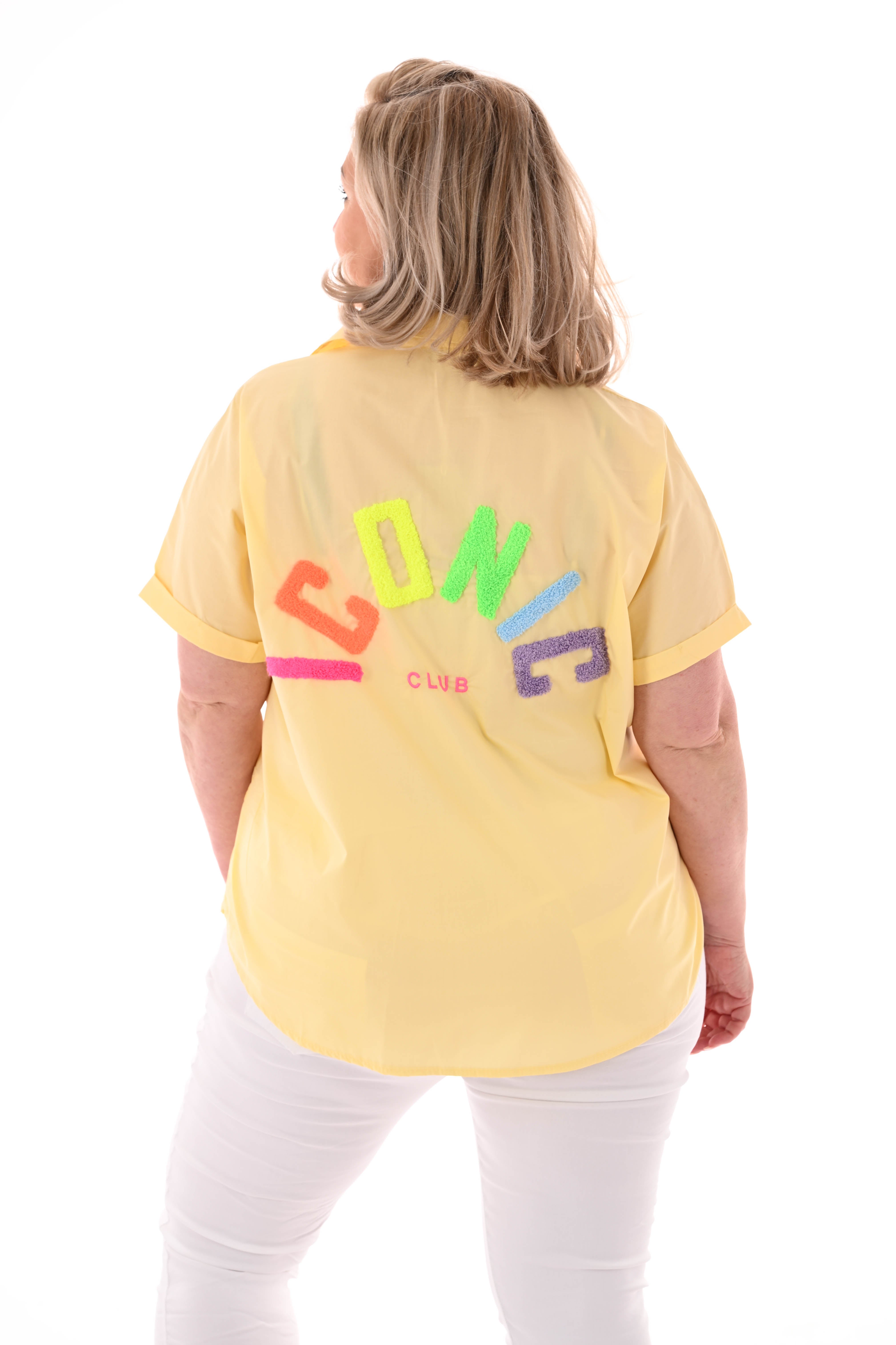 Blouse korte mouwen iconic lichtgeel