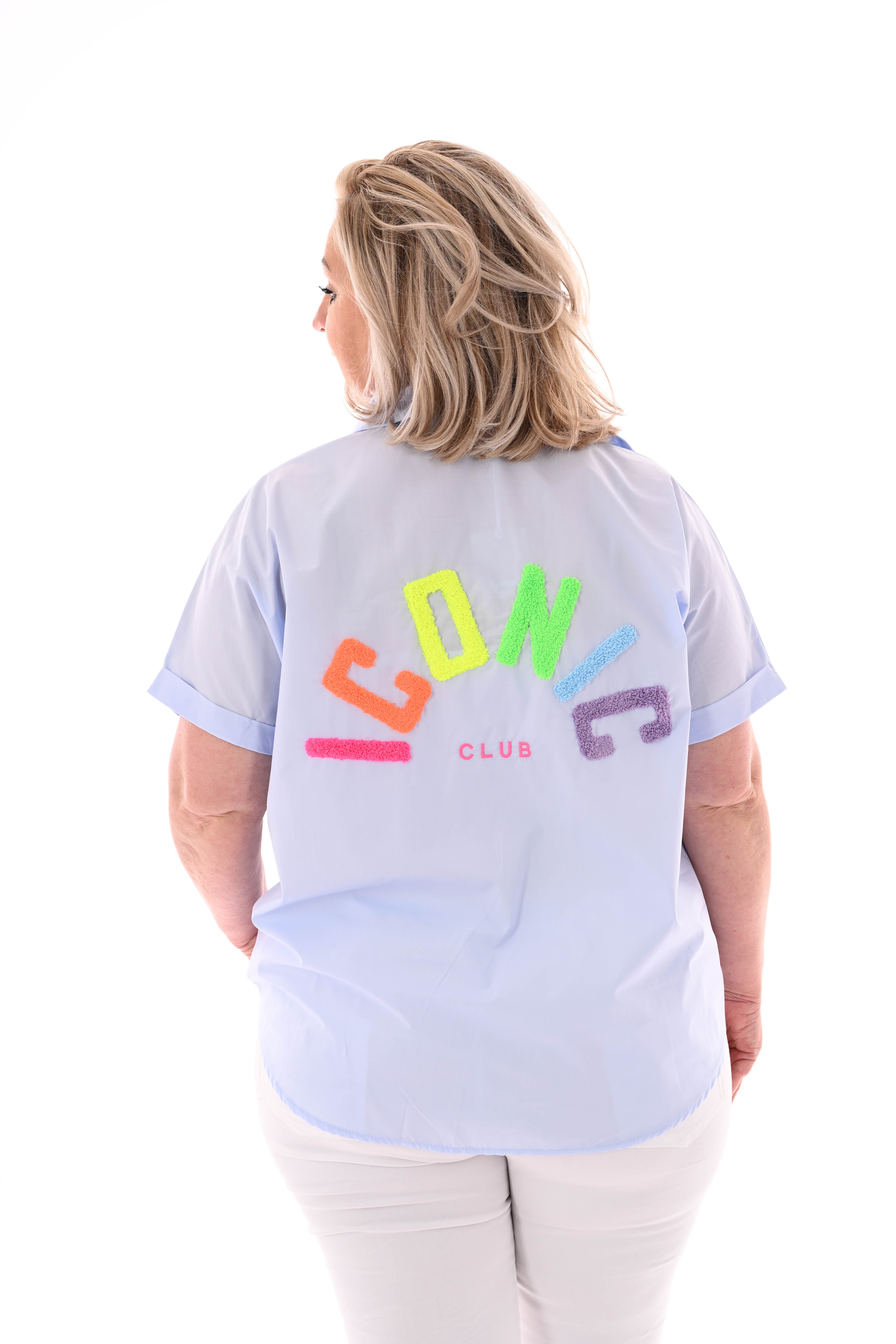 Blouse korte mouwen iconic lichtblauw