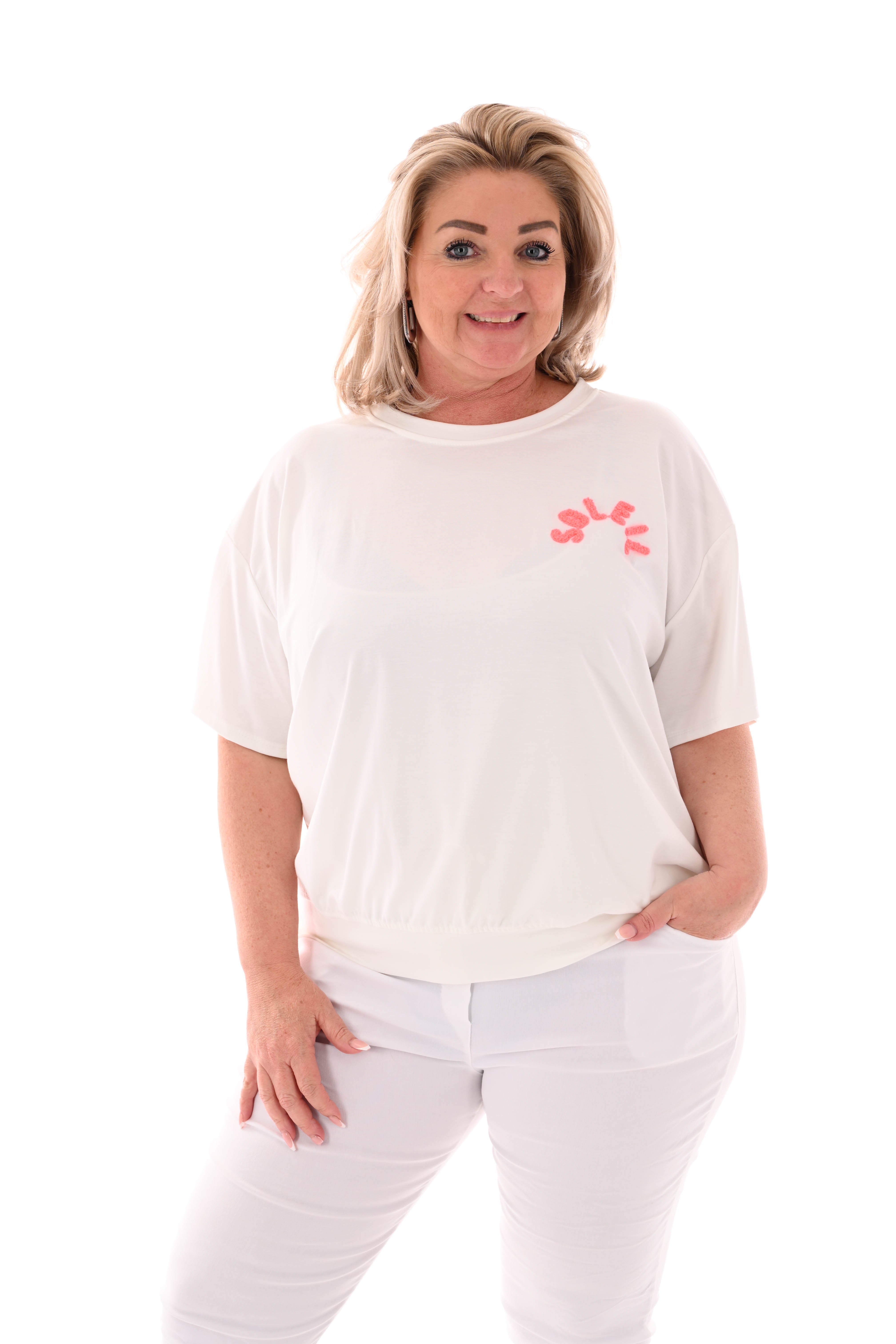 Shirt korte mouwen Soleil roomwit