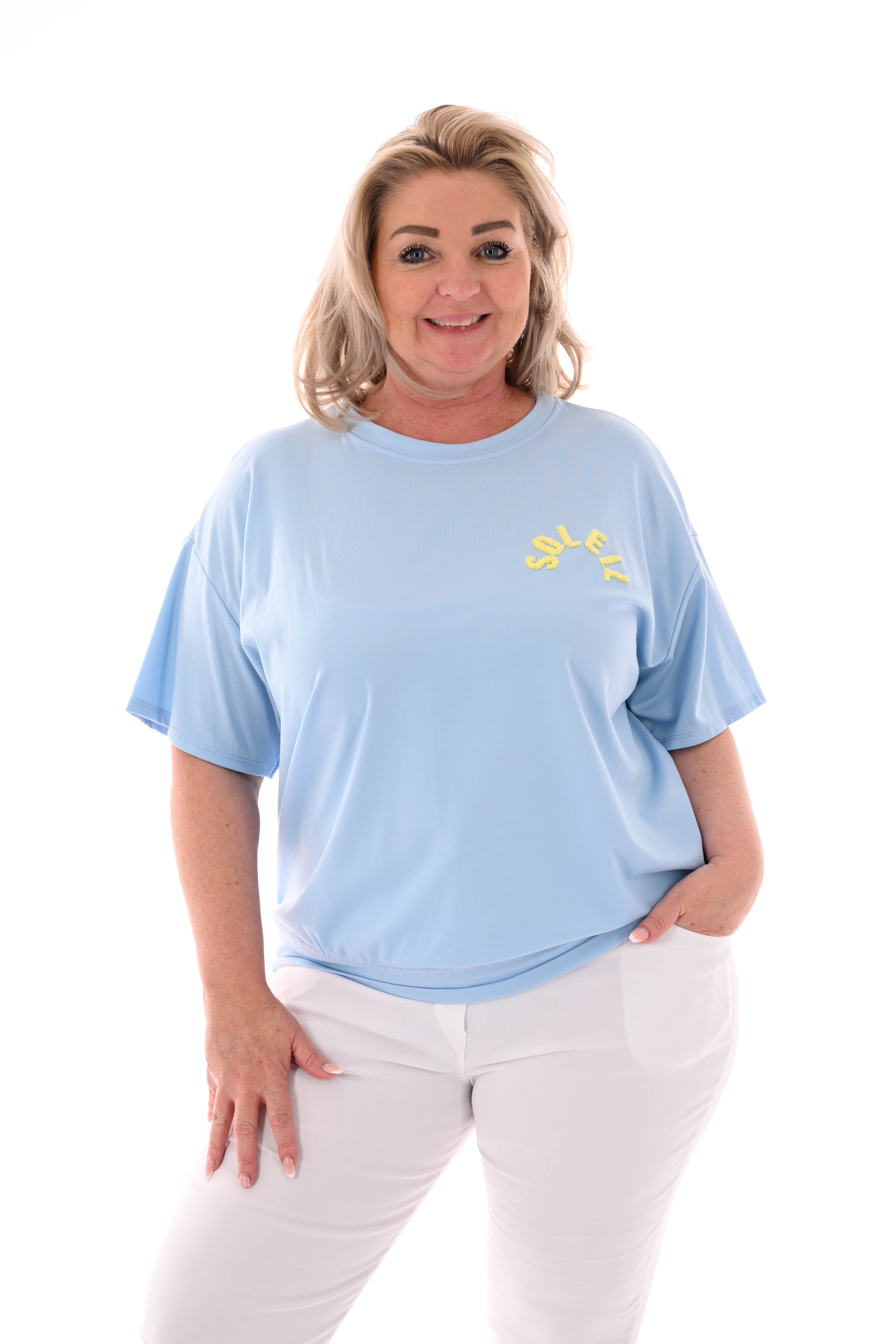 Shirt korte mouwen Soleil lichtblauw