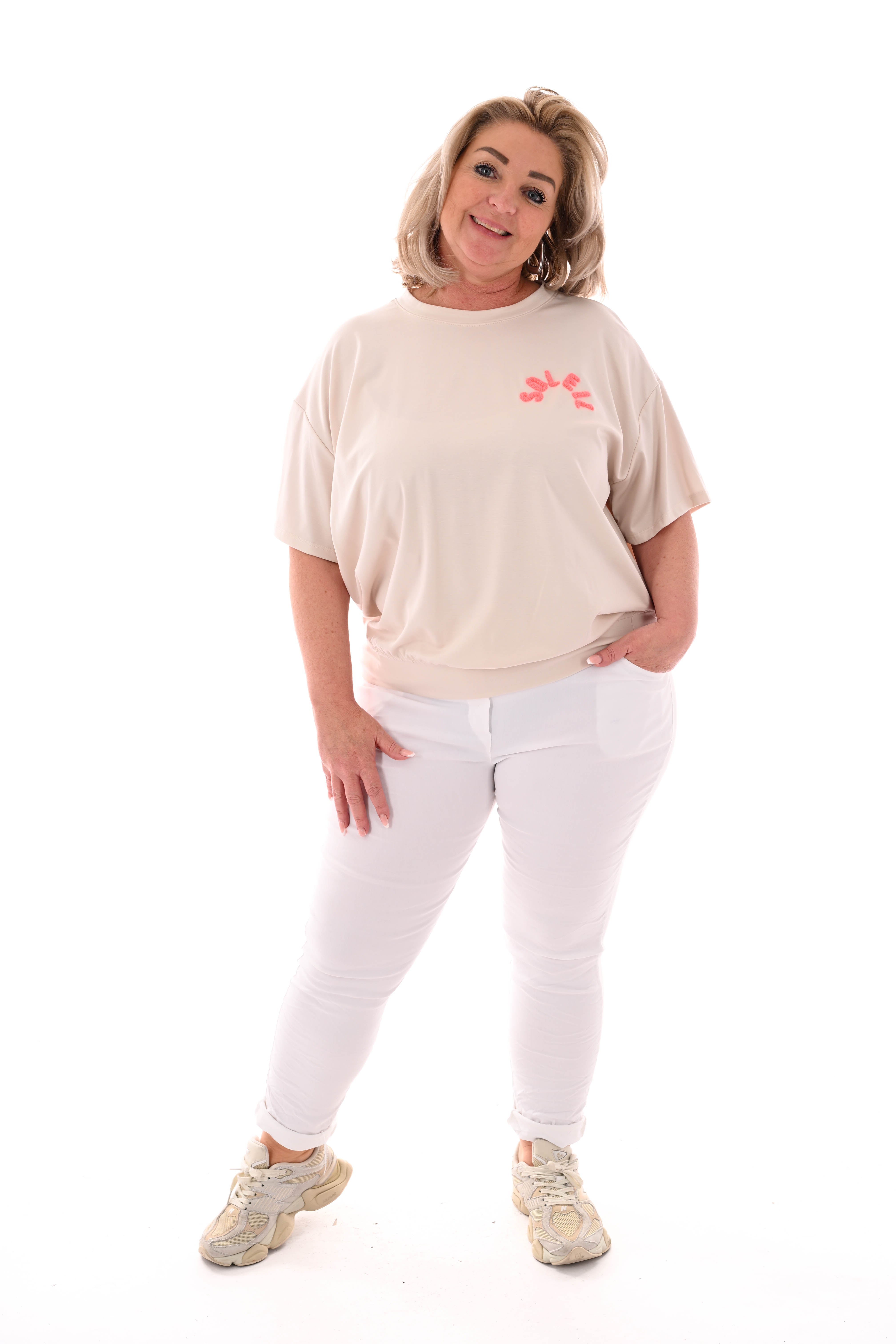 Shirt korte mouwen Soleil beige