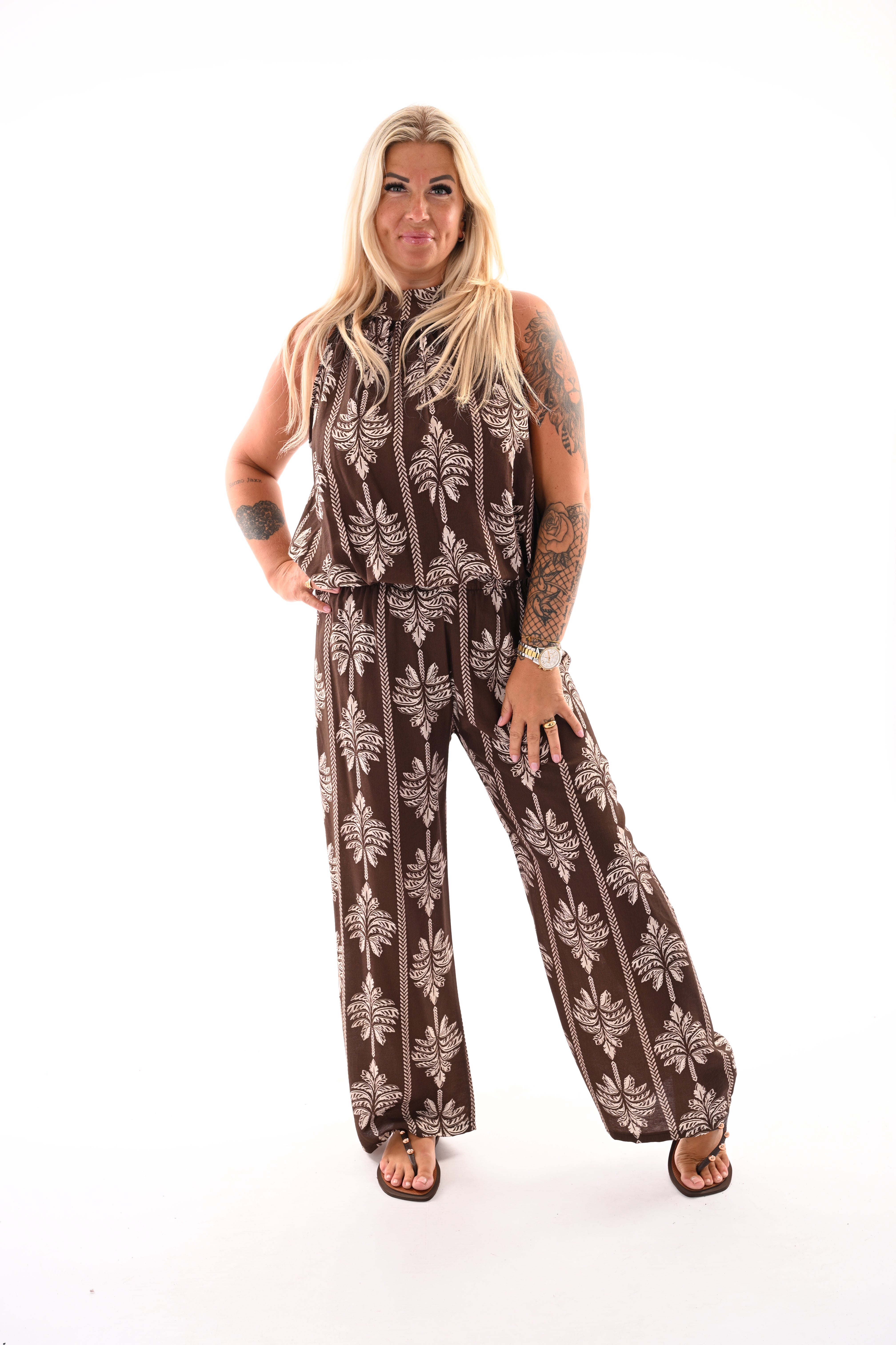 Tweedelig set palmtree donkerbruin