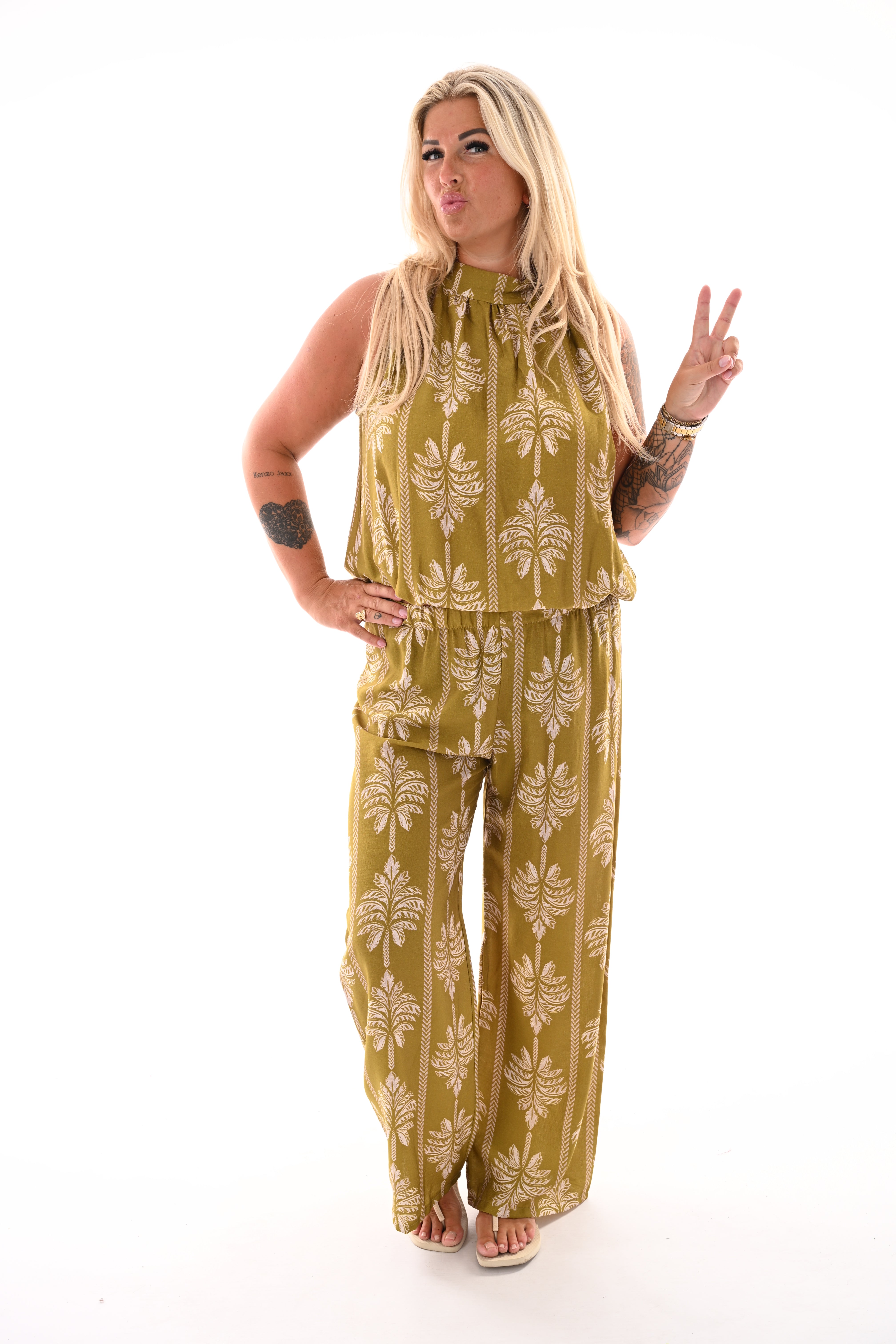 Tweedelig set palmtree lime