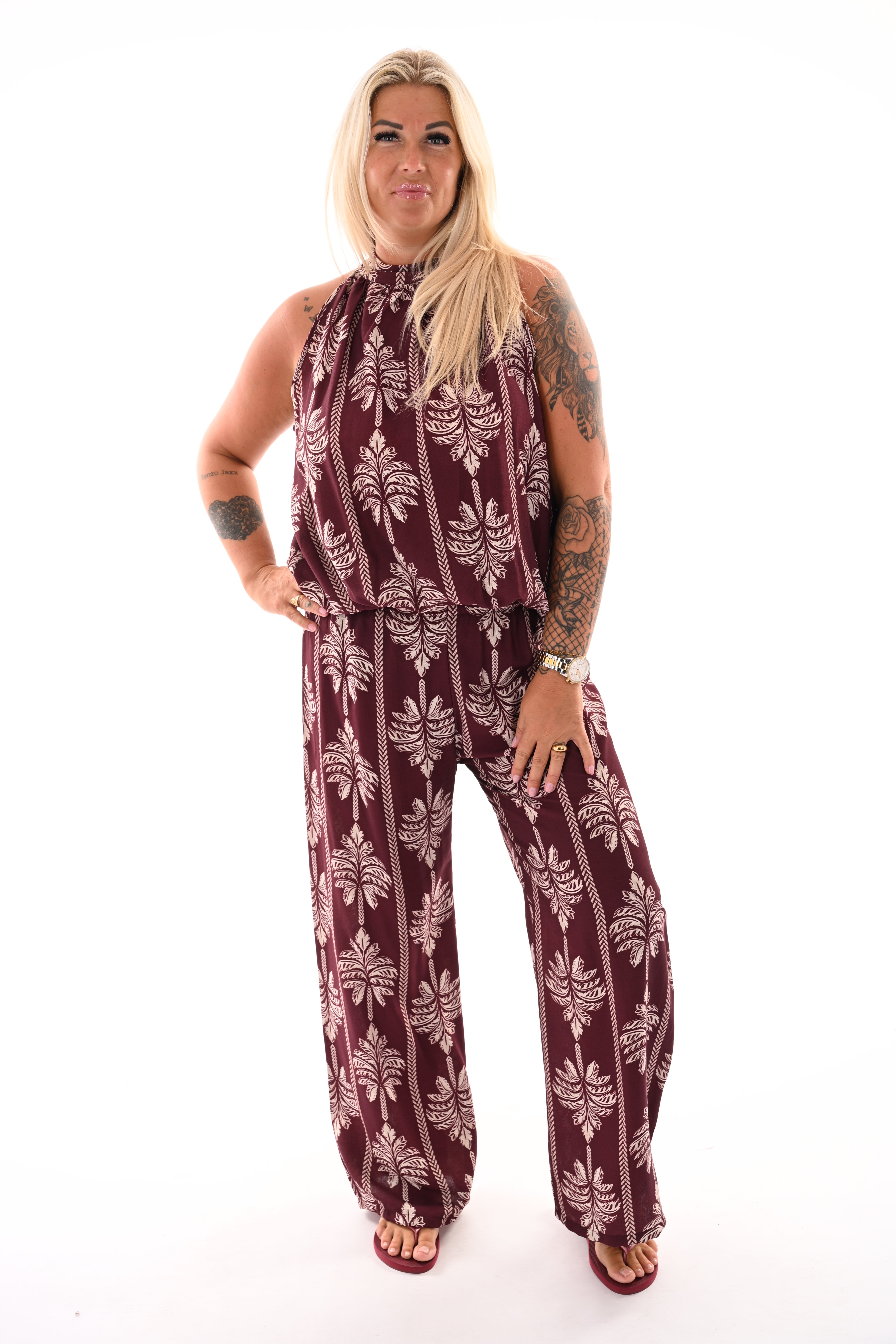 Tweedelig set palmtree bordeaux