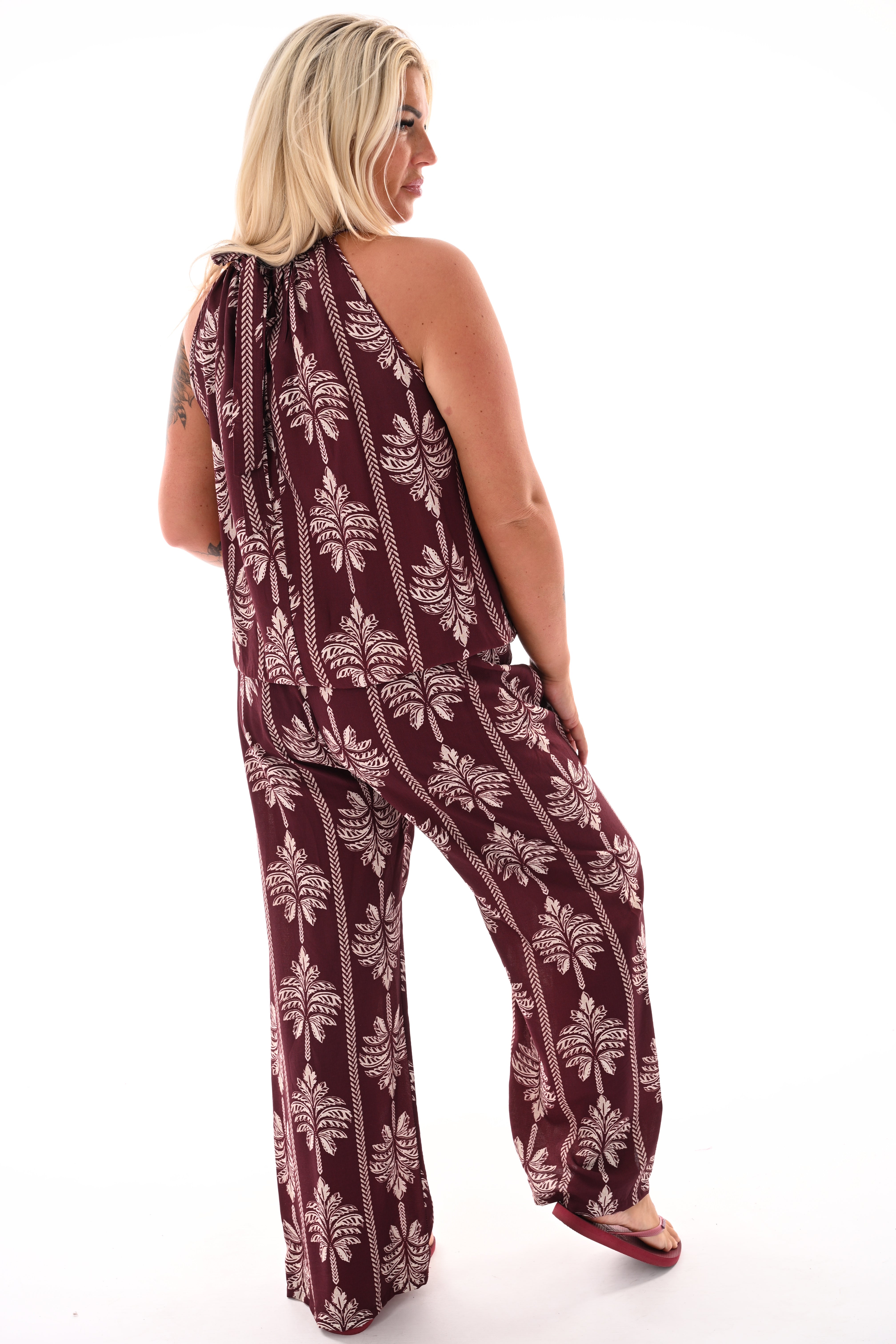 Tweedelig set palmtree bordeaux