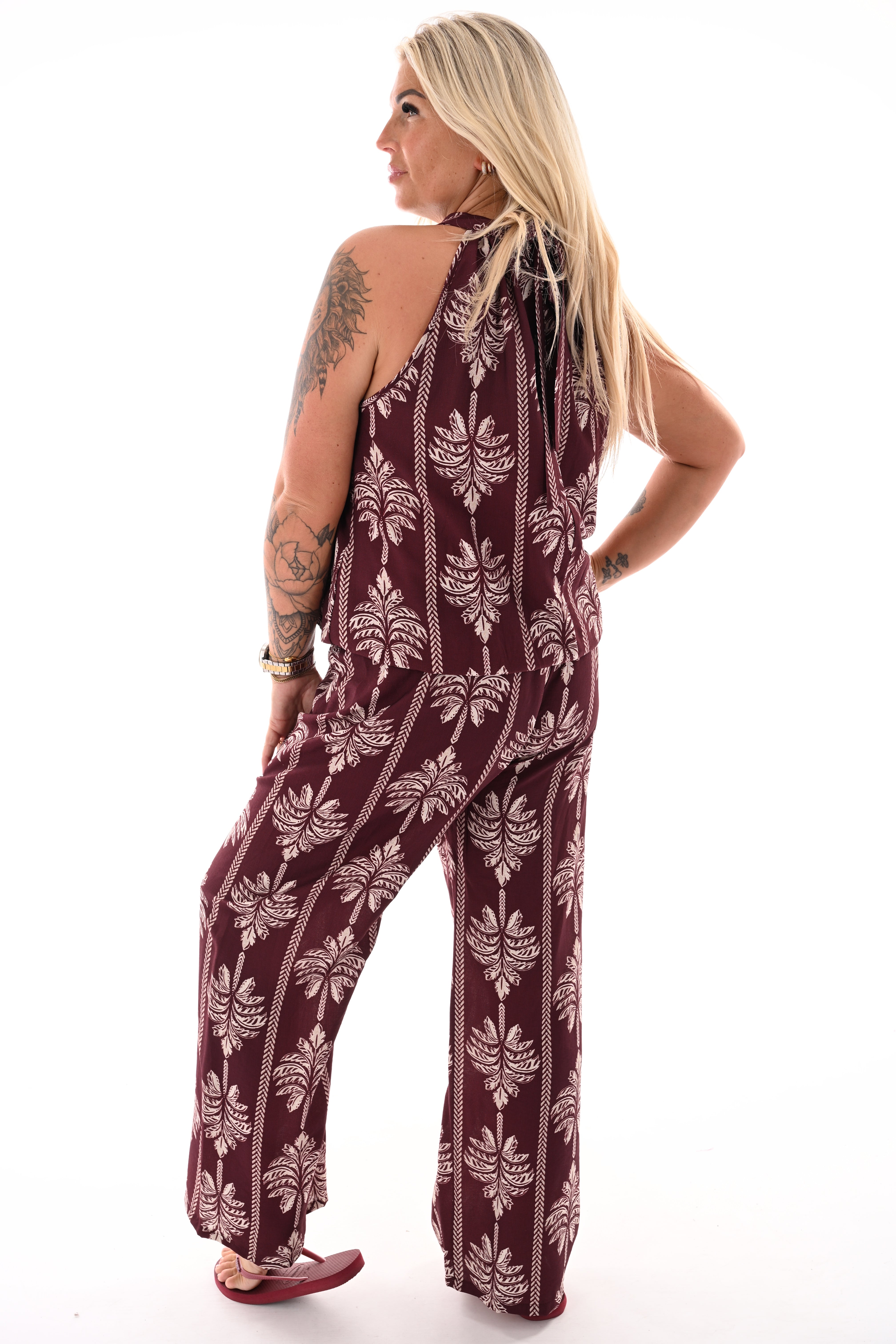 Tweedelig set palmtree bordeaux