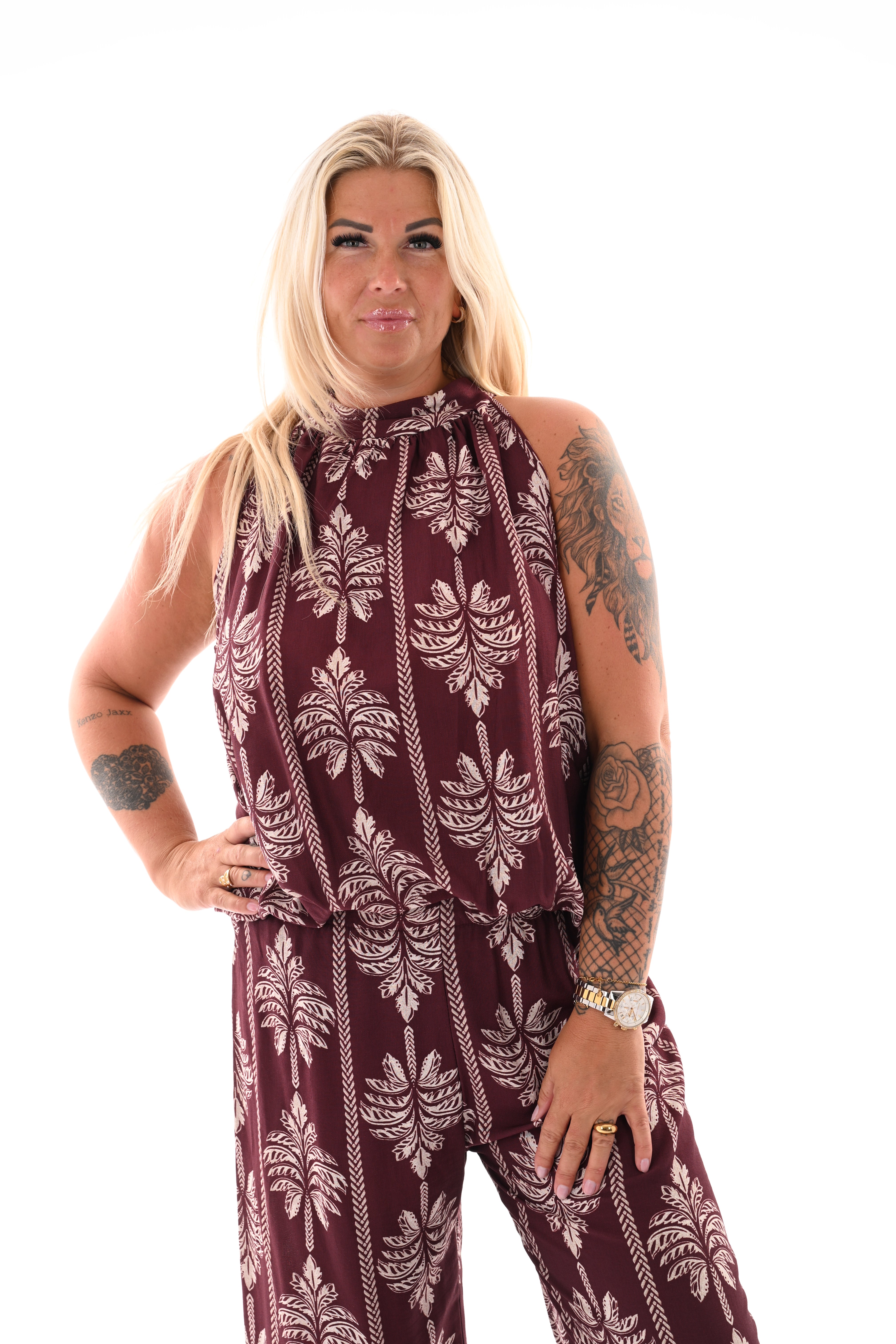 Tweedelig set palmtree bordeaux