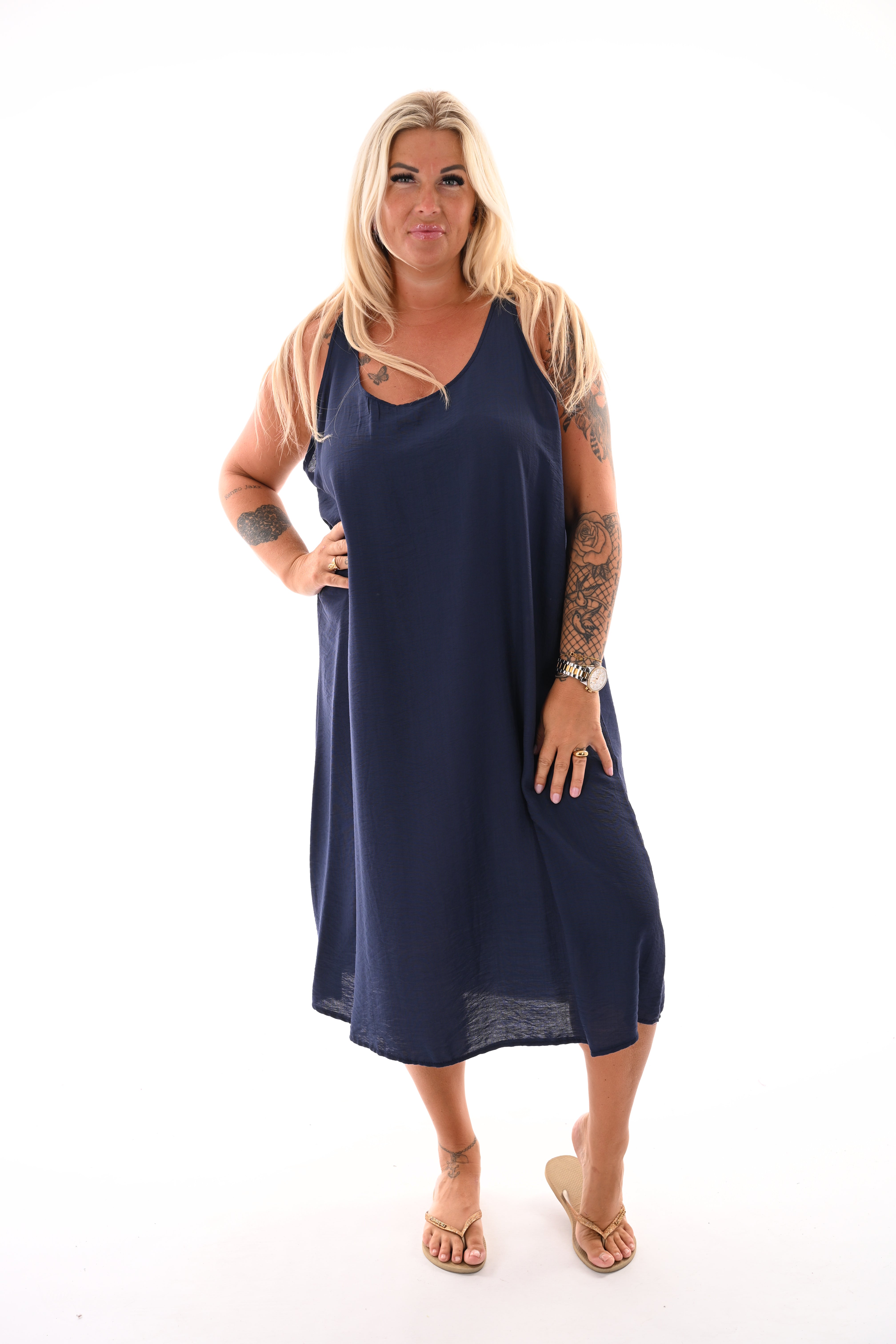 Basic jurk ronde hals marineblauw