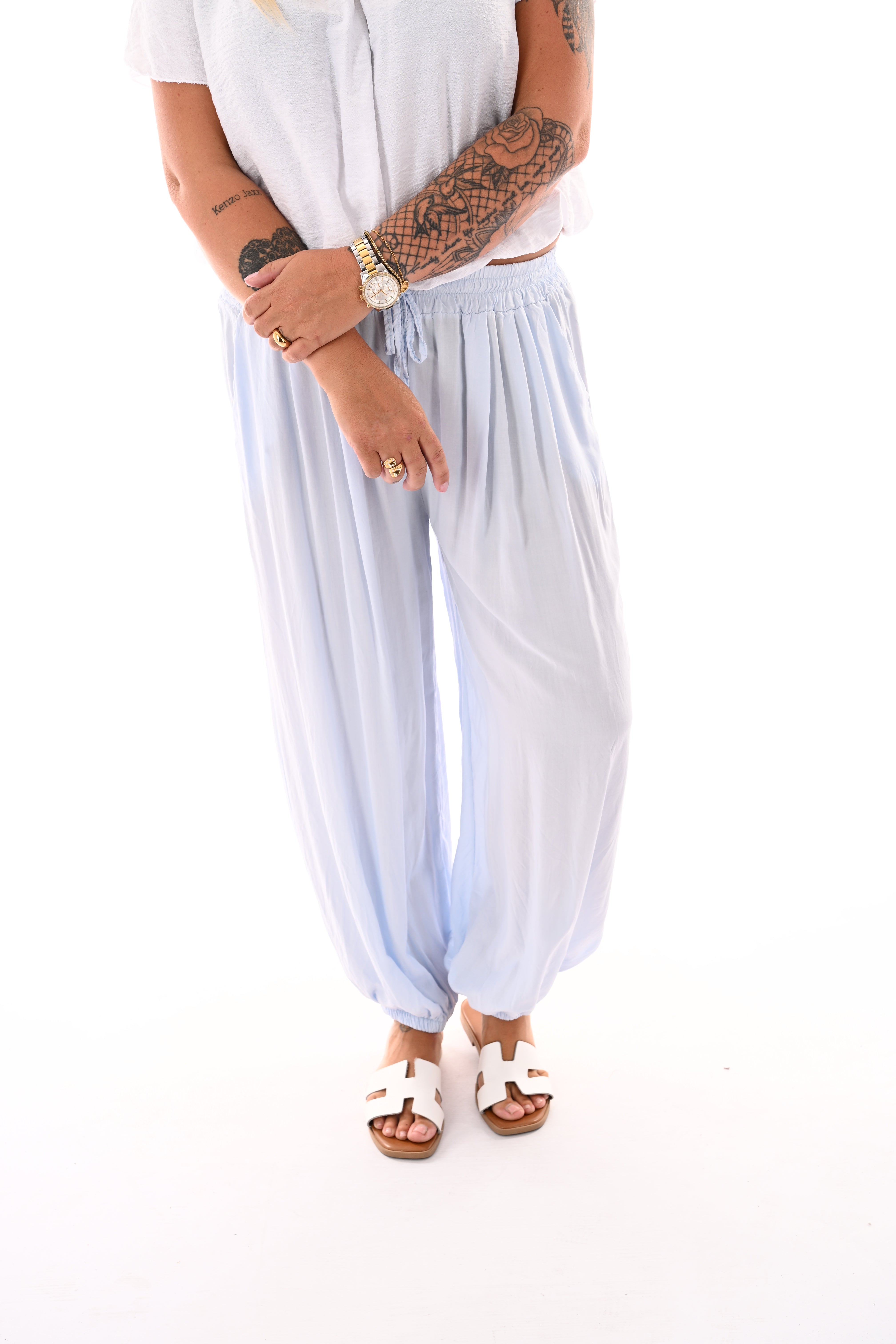 Basic ballon broek uni lichtblauw