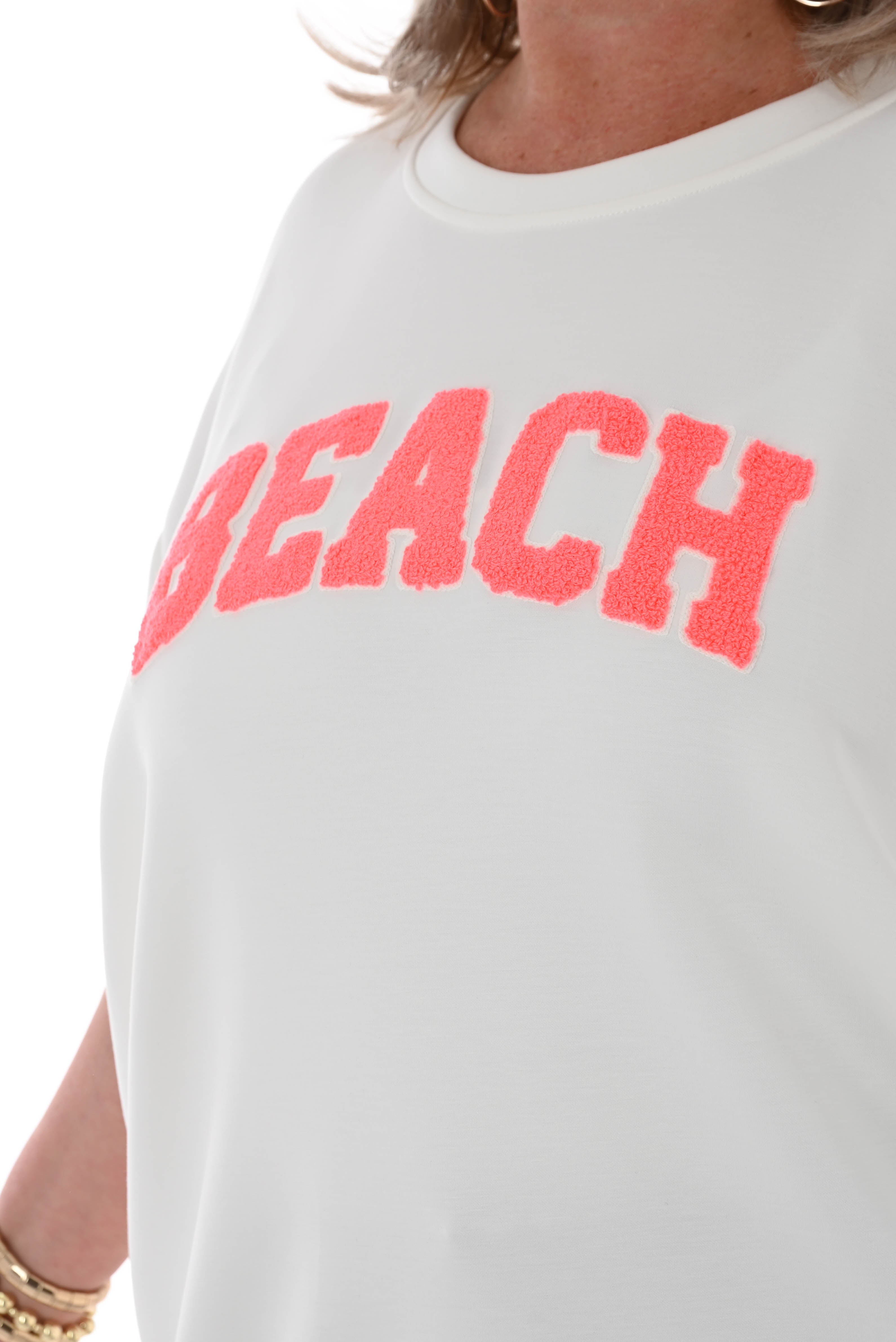 T-shirt Beach roomwit/felroze