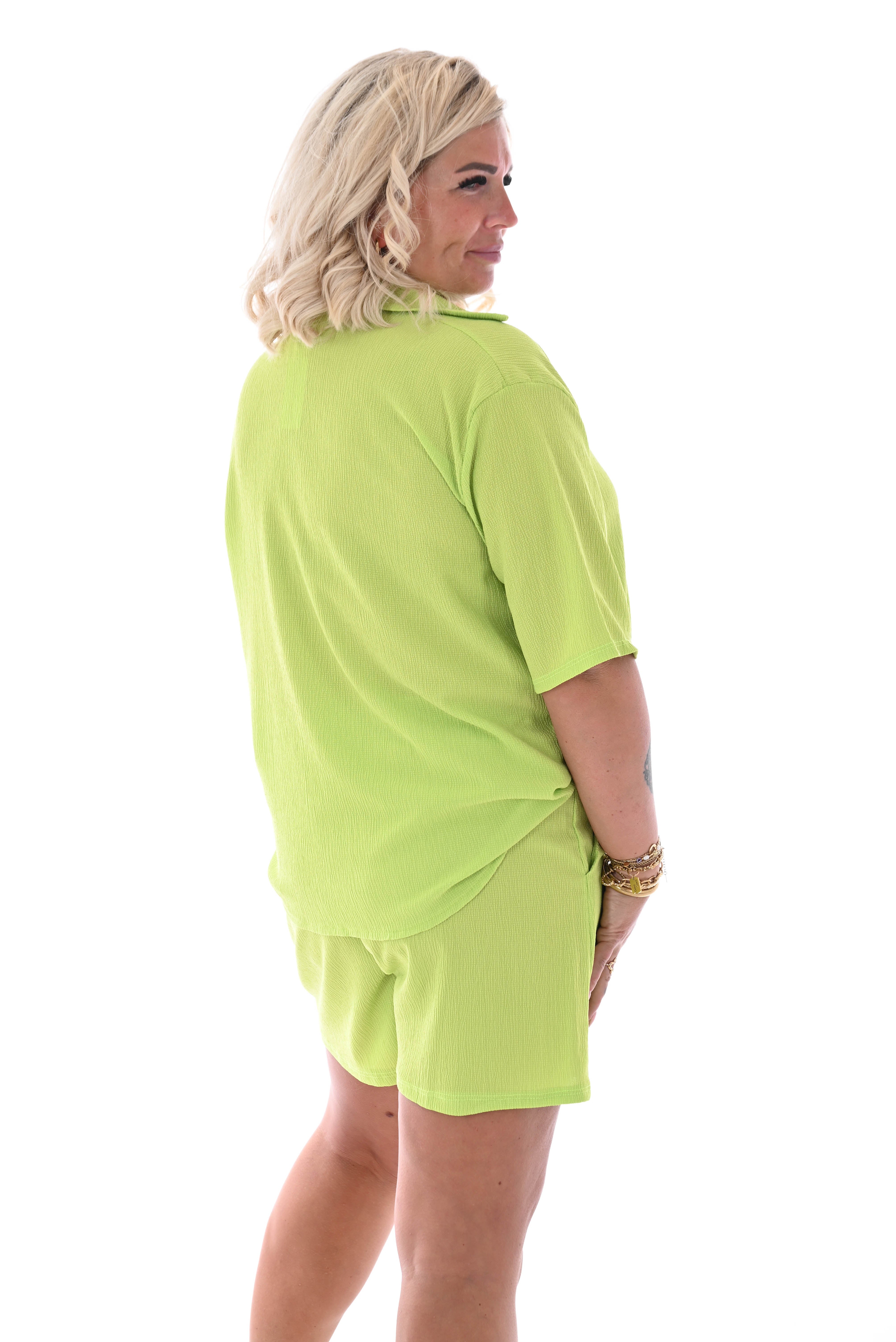 Tweedelig set crepe short lime