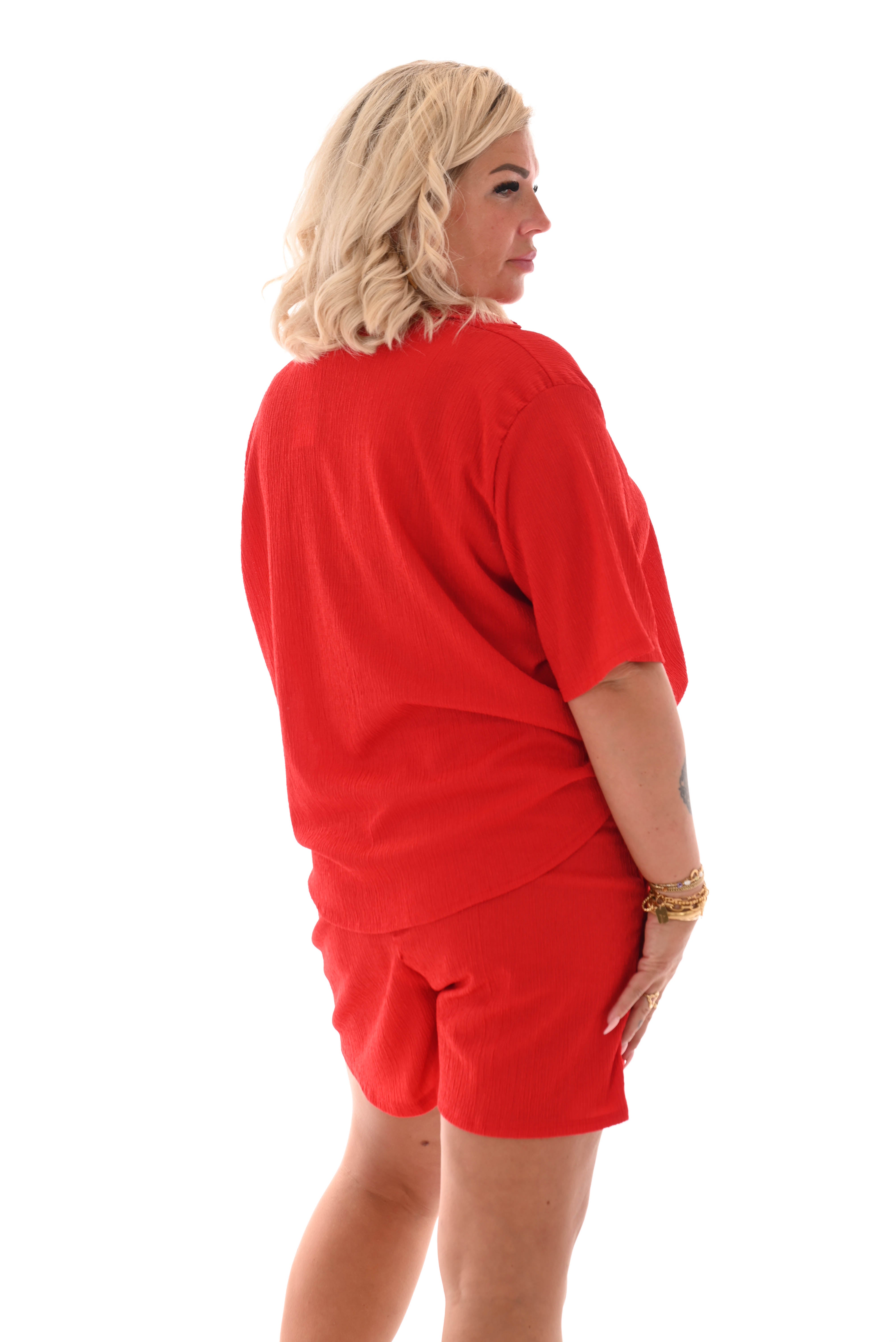 Tweedelig set crepe short rood