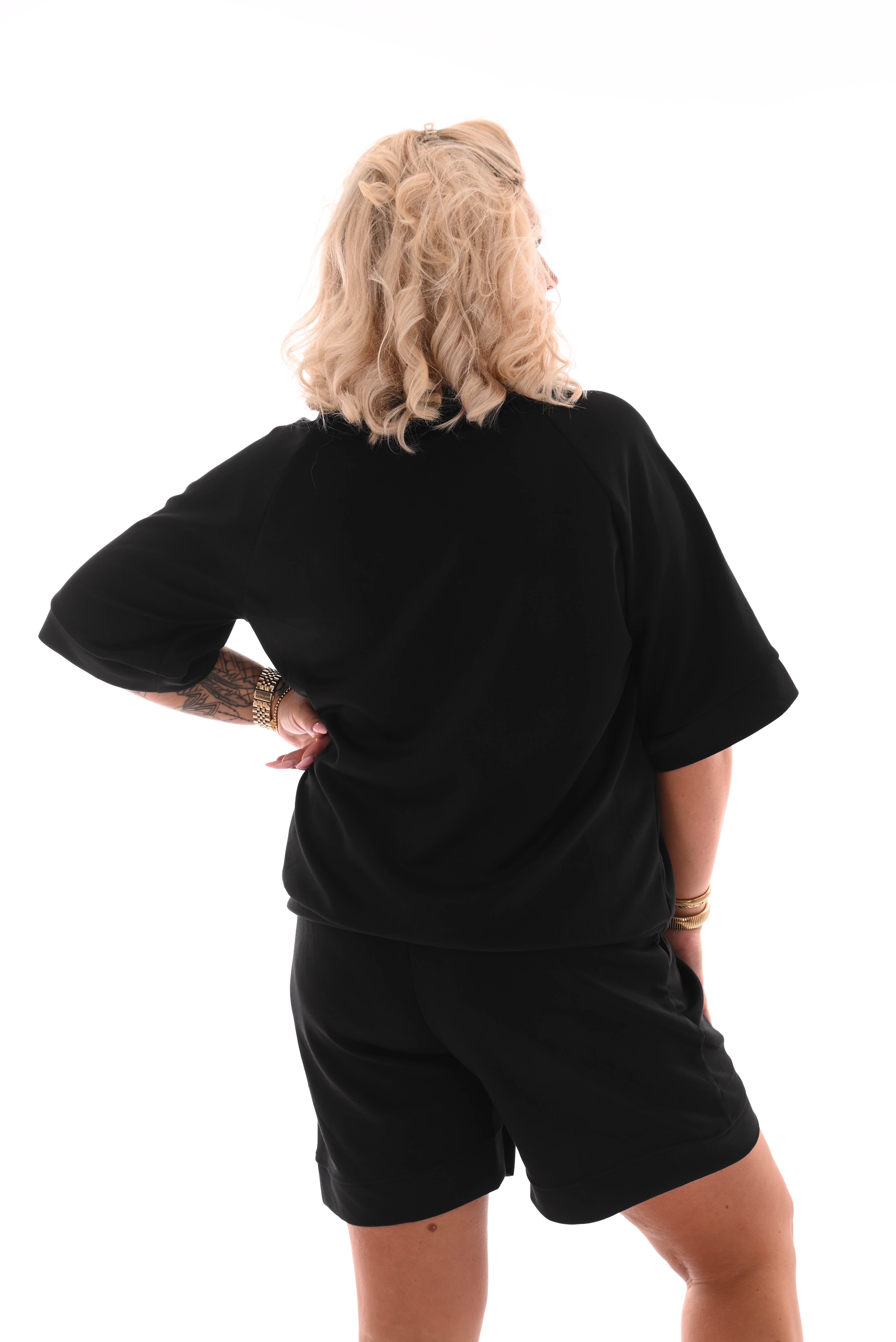 Tweedelig set short uni zwart