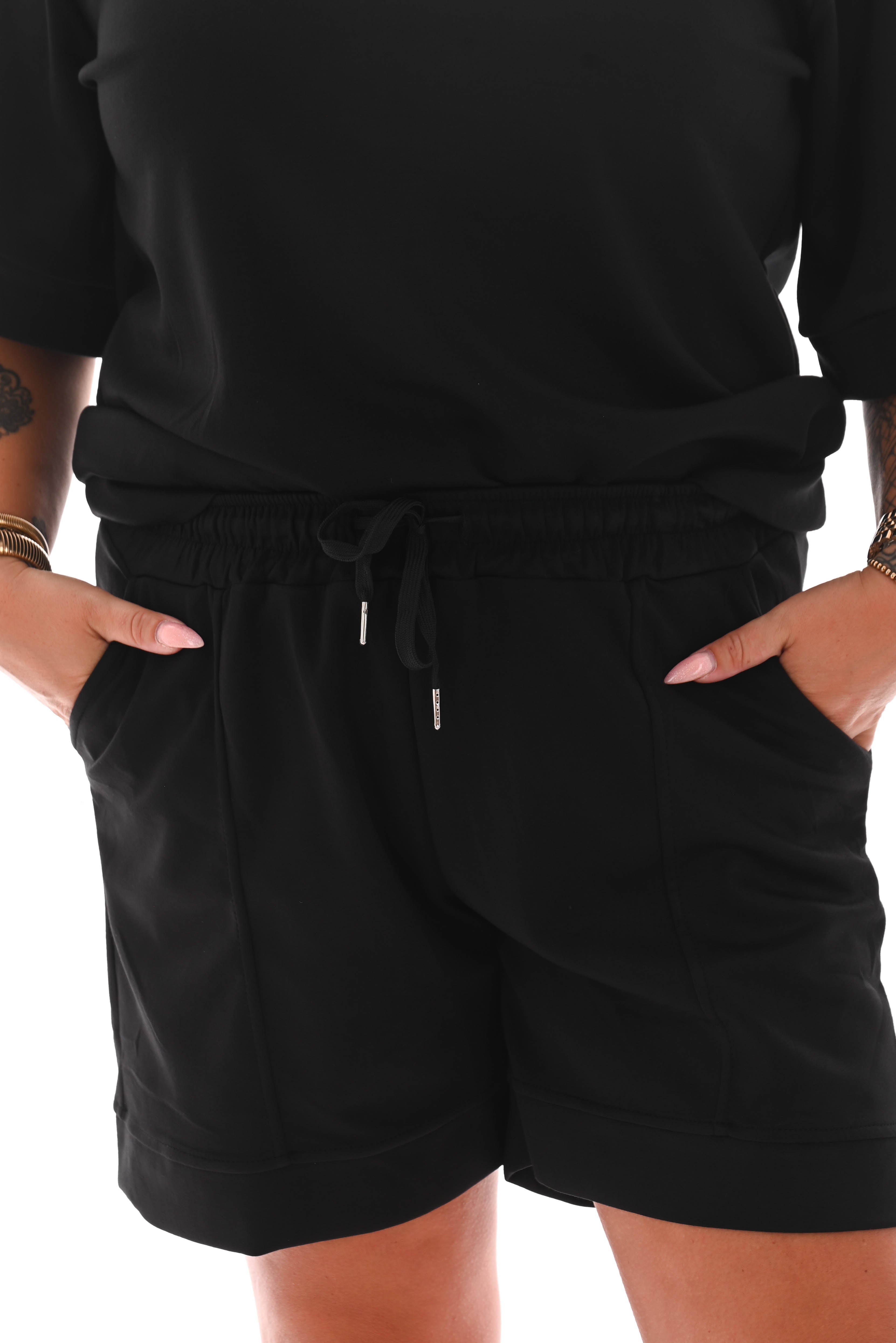 Tweedelig set short uni zwart