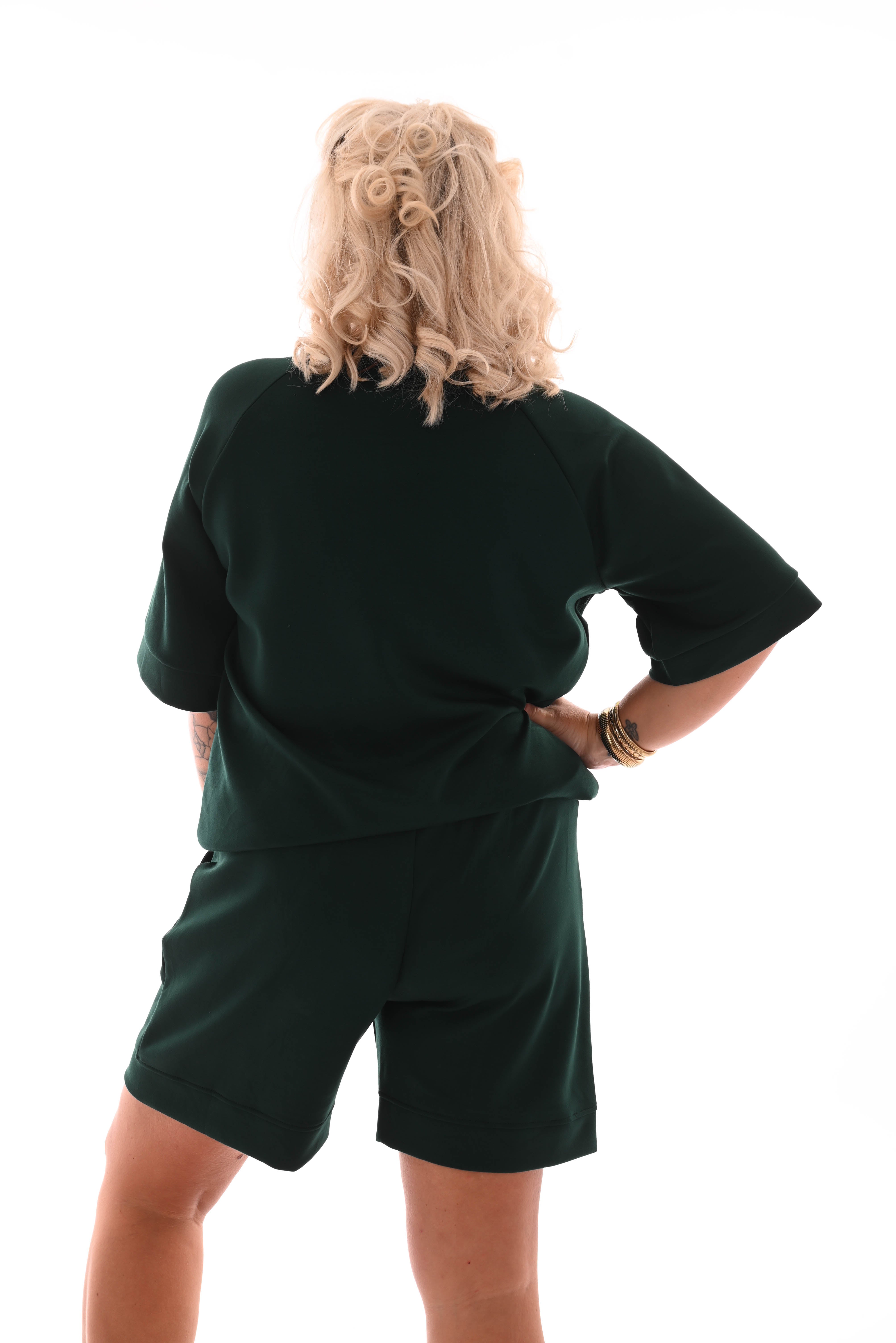 Tweedelig set short uni donkergroen