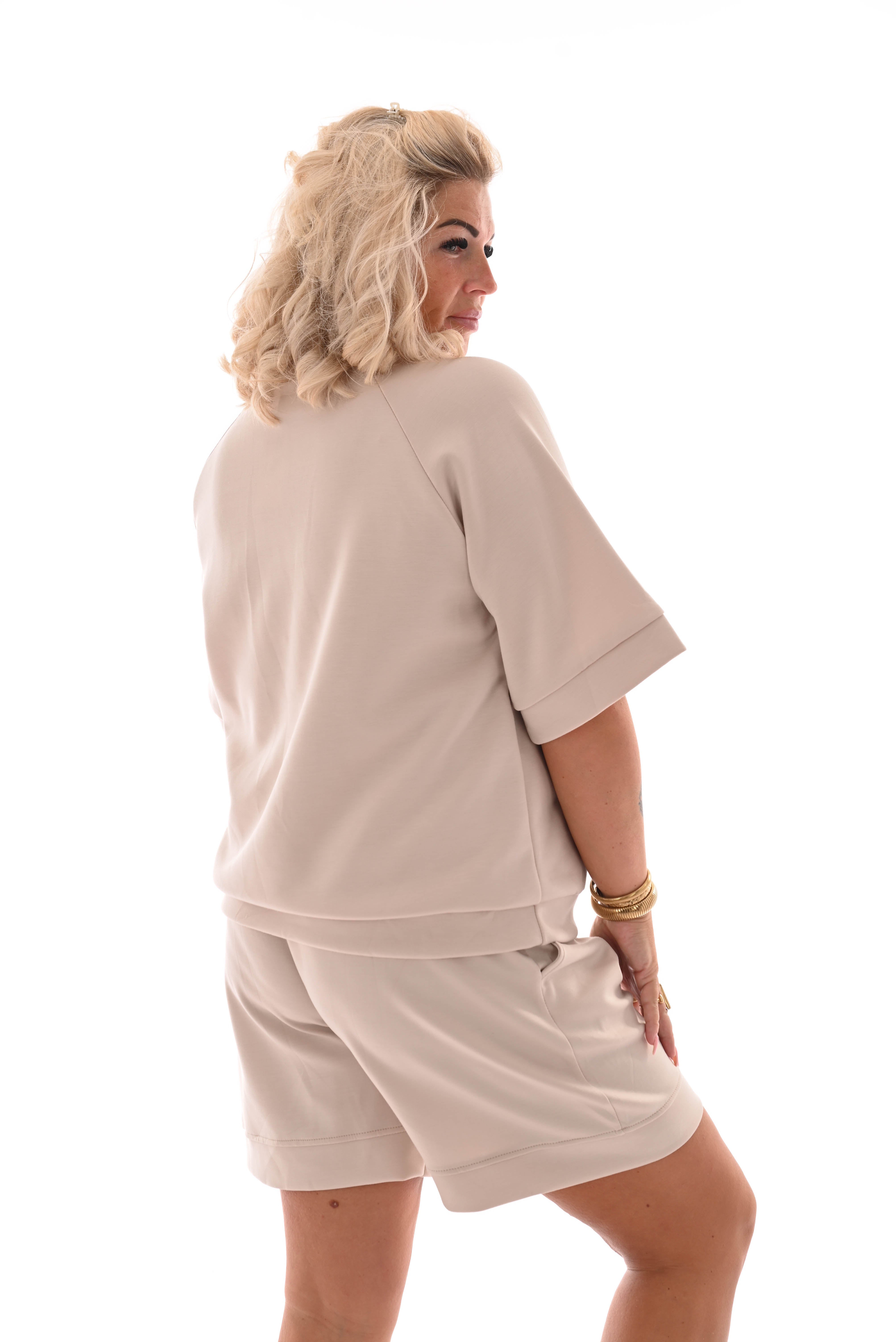 Tweedelig set short uni beige