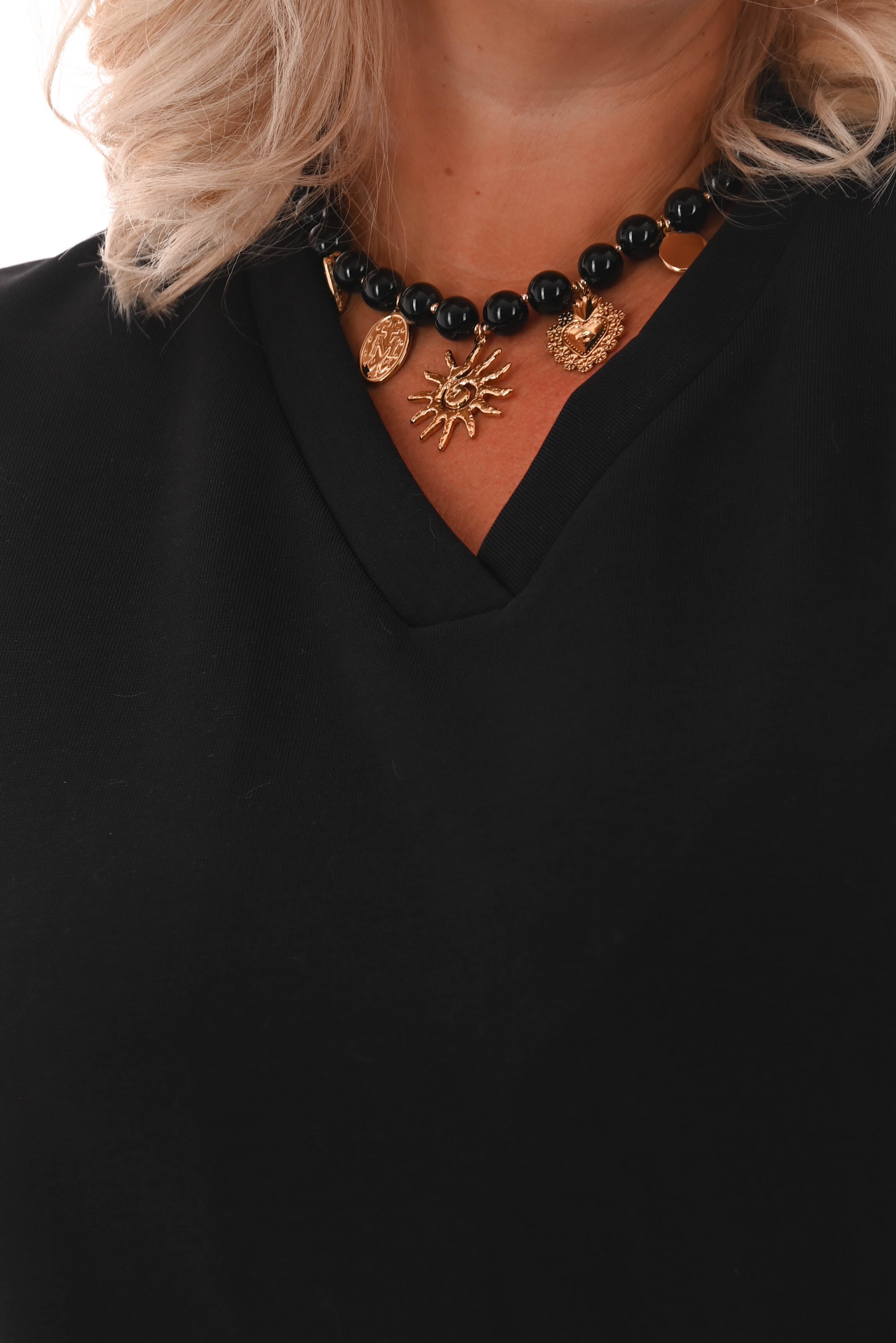 Ketting kralen mix zwart