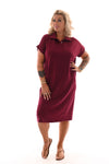 Jurk kraag met knoopjes bordeaux