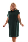 Jurk kraag met knoopjes flessengroen