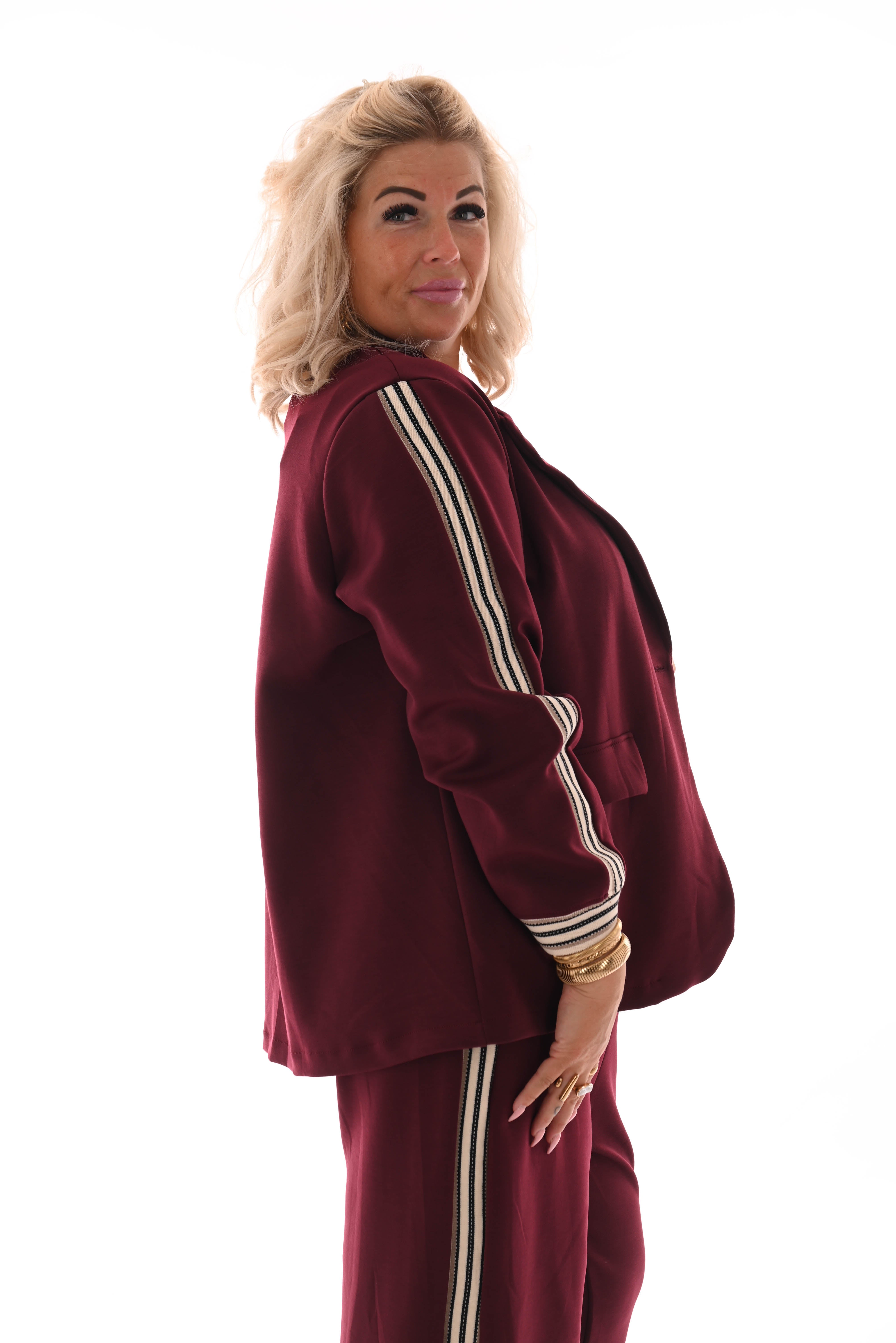 Blazer met bies fijne strepen bordeaux