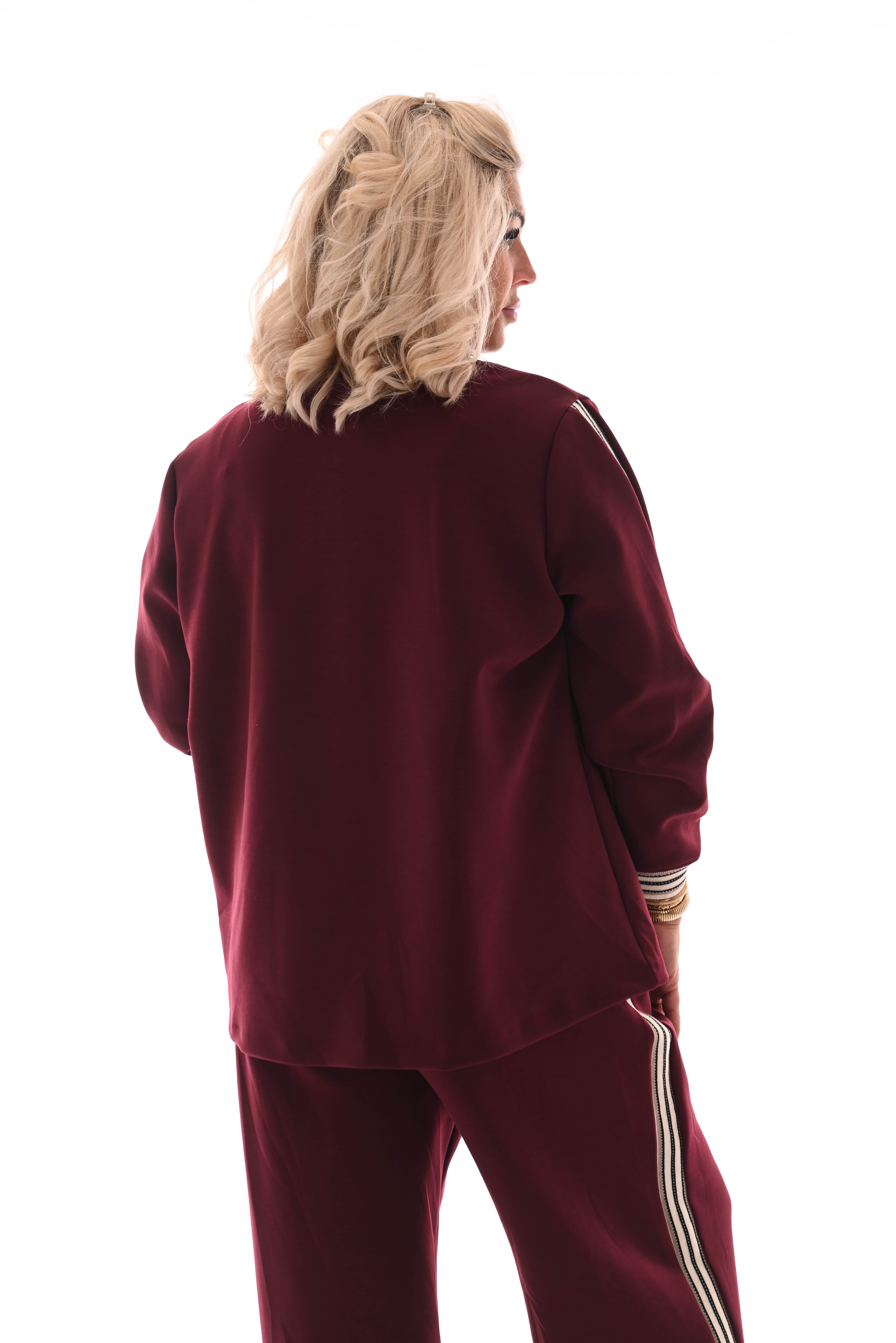 Blazer met bies fijne strepen bordeaux