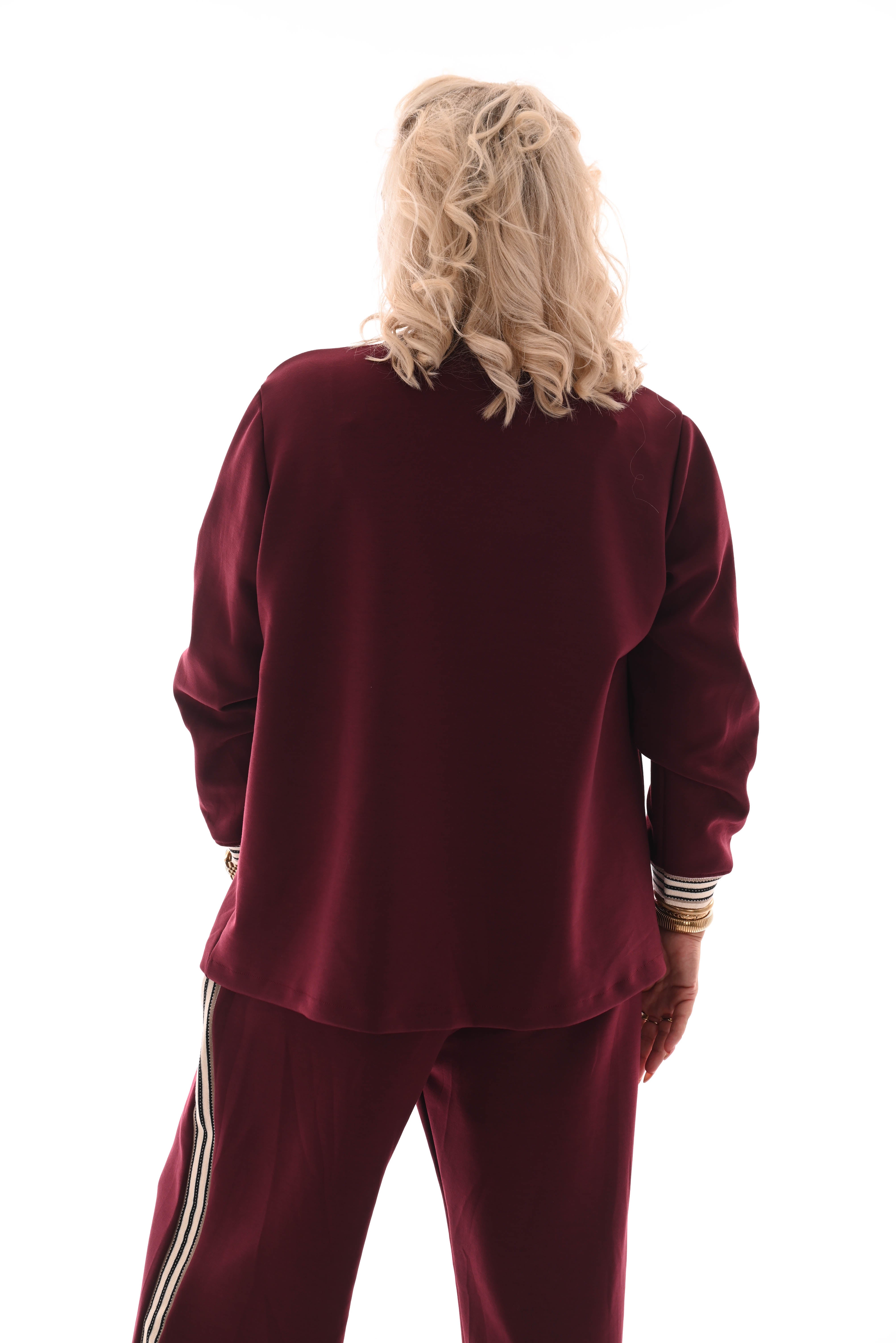 Blazer met bies fijne strepen bordeaux