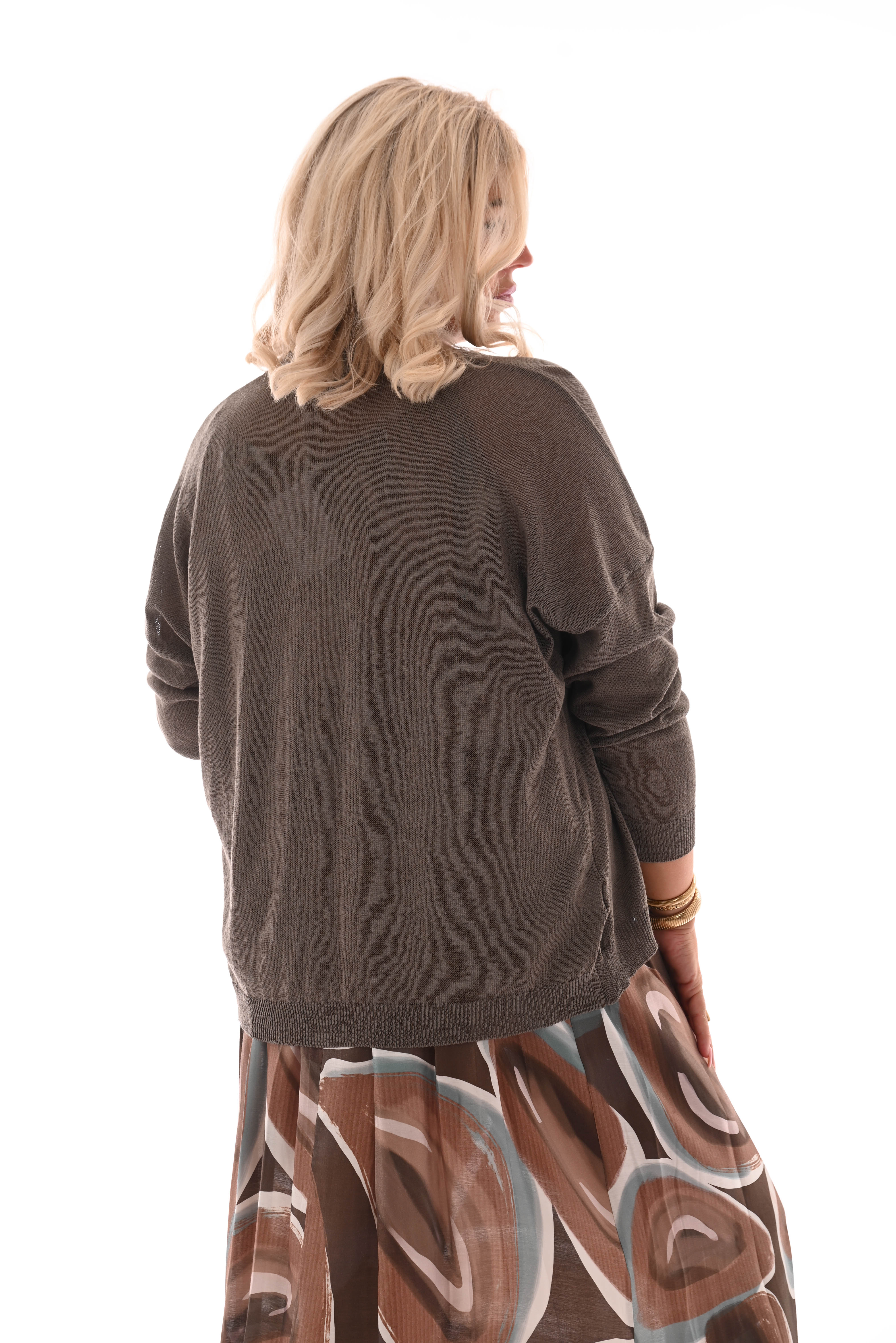 Basic vestje doorknoop taupe