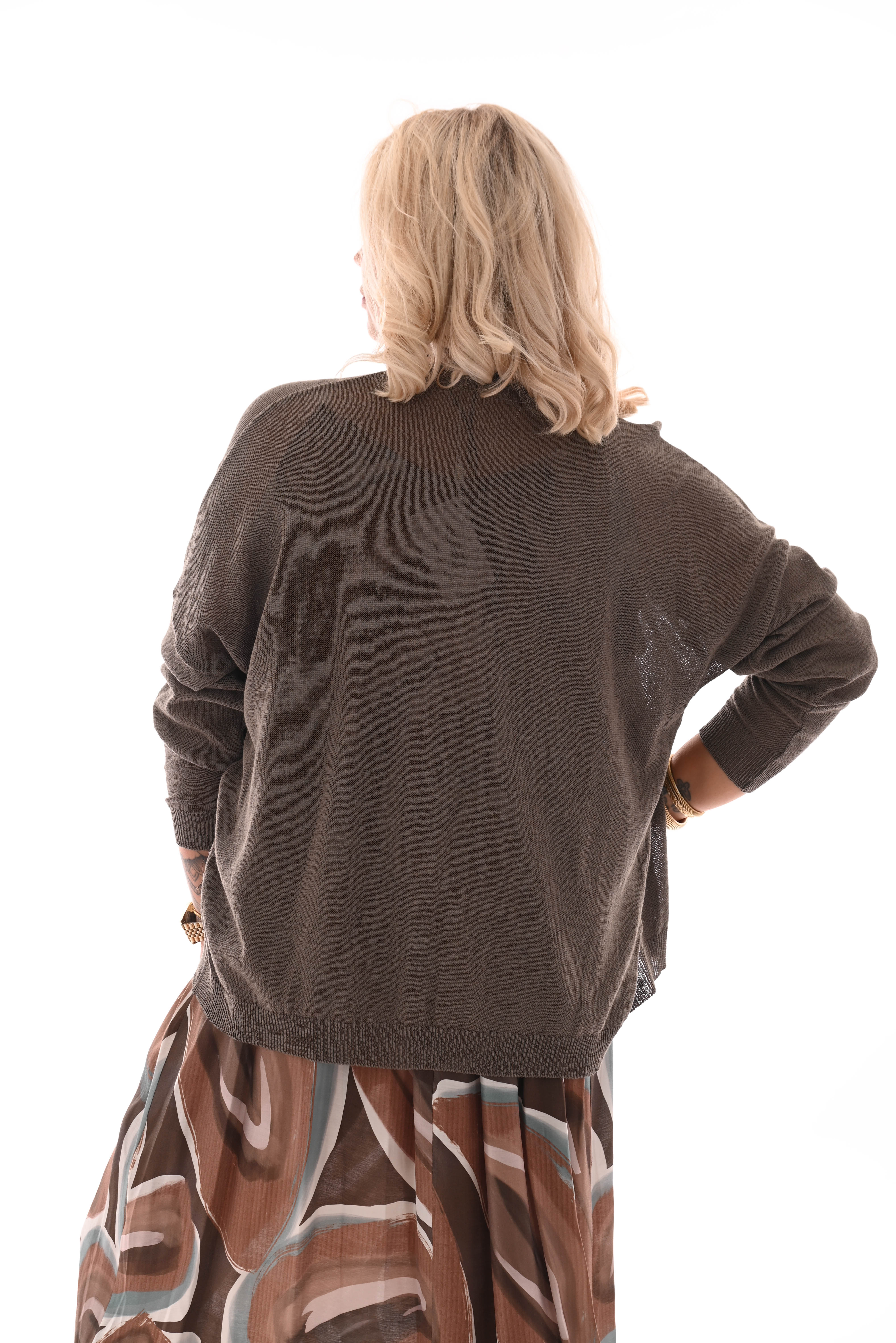 Basic vestje doorknoop taupe