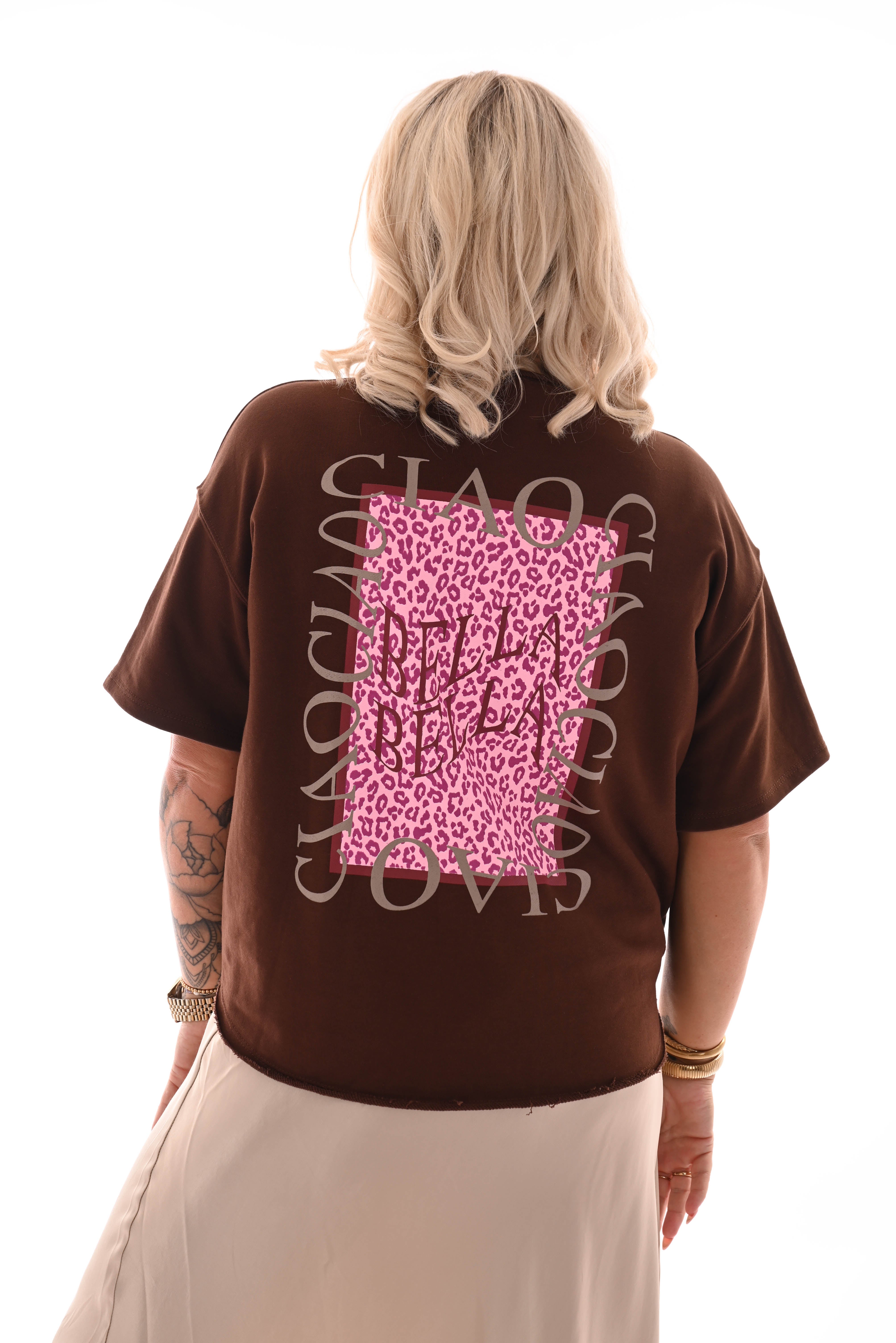 Sweater korte mouwen ciao bella bruin