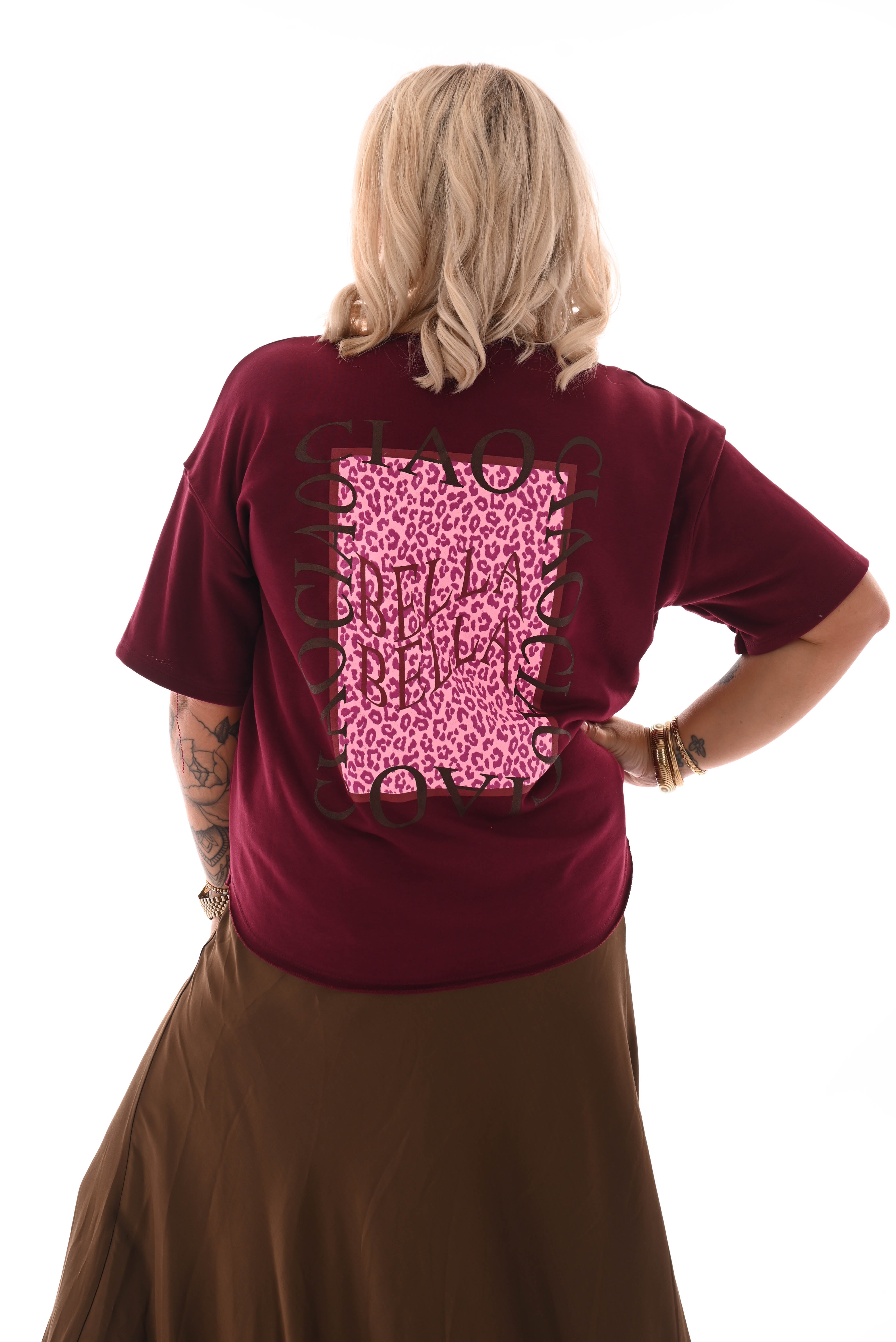 Sweater korte mouwen ciao bella bordeaux