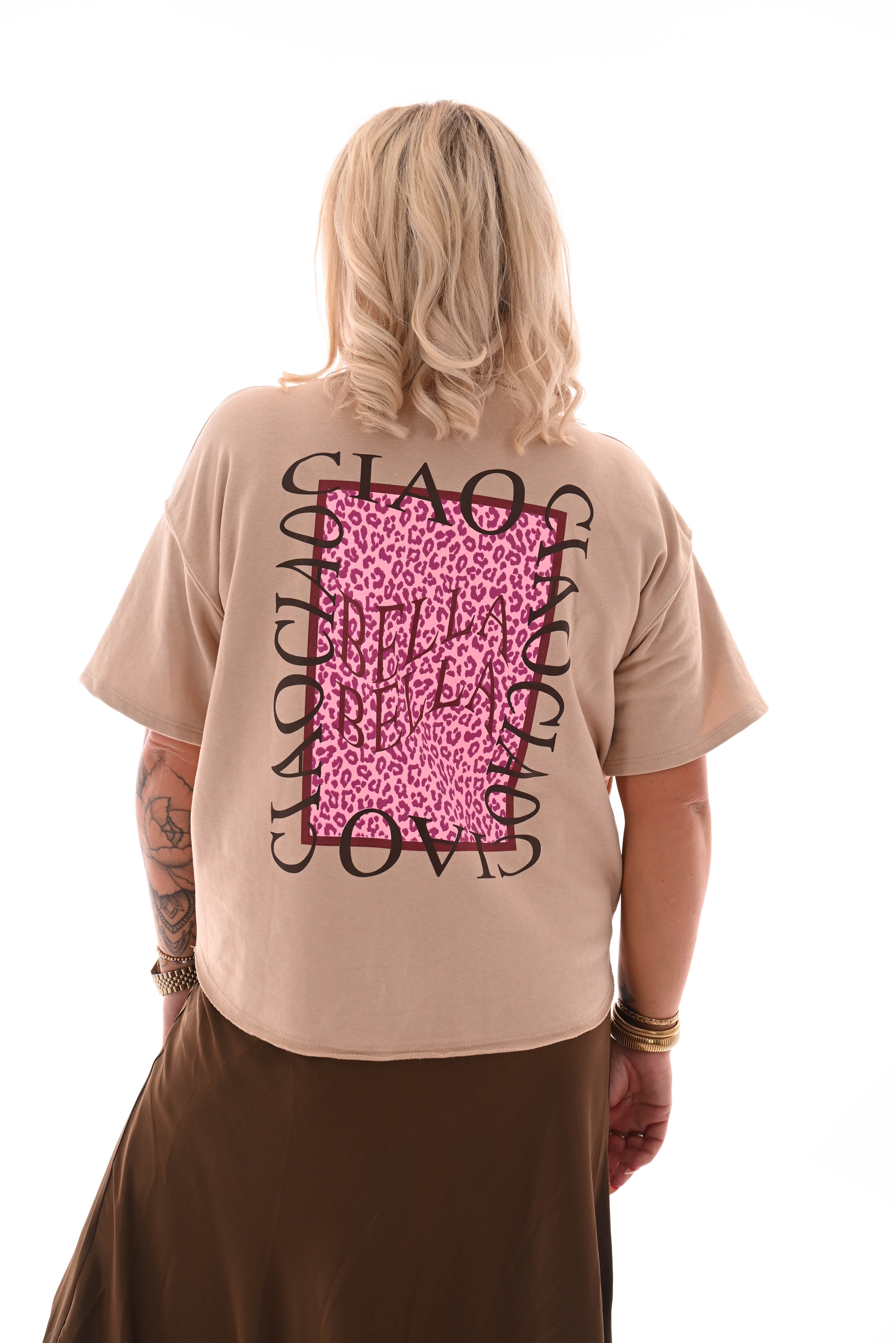 Sweater korte mouwen ciao bella beige
