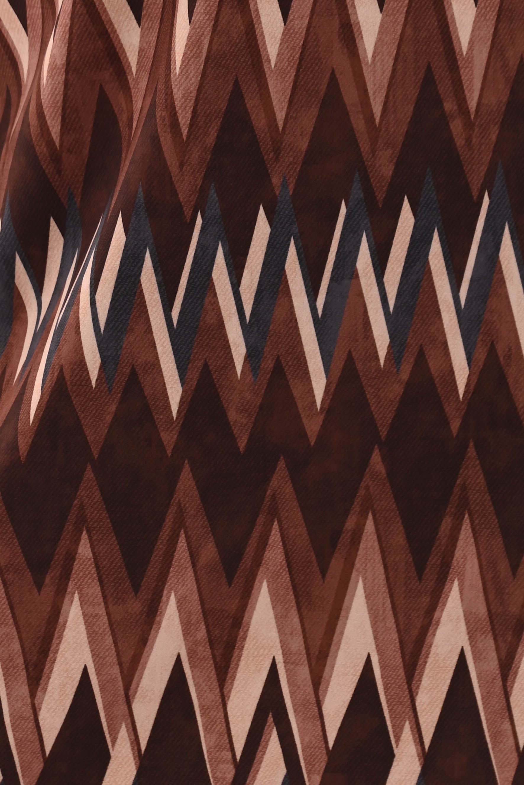 Travel tuniek v-hals met kraag zigzag bruin