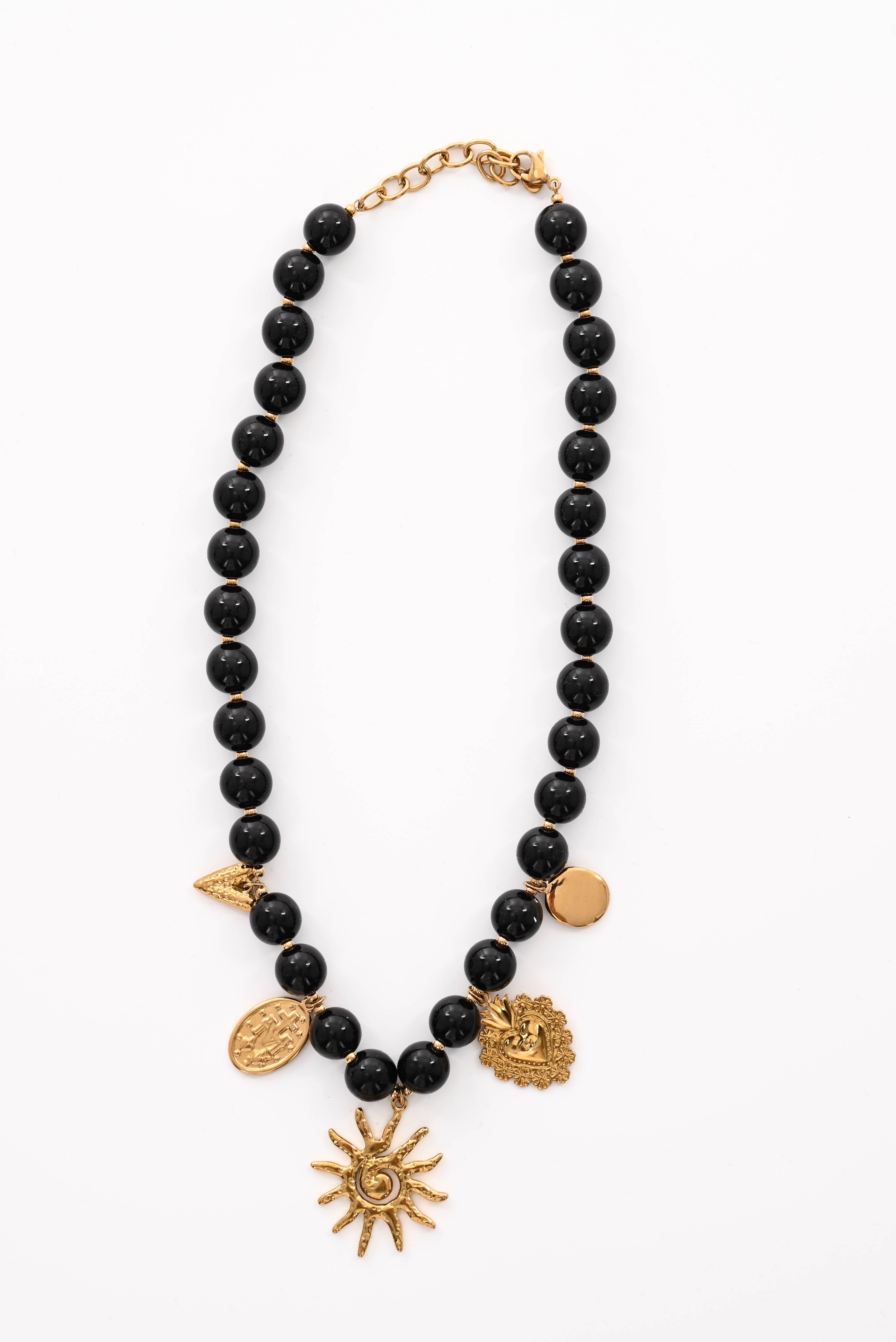 Ketting kralen mix zwart