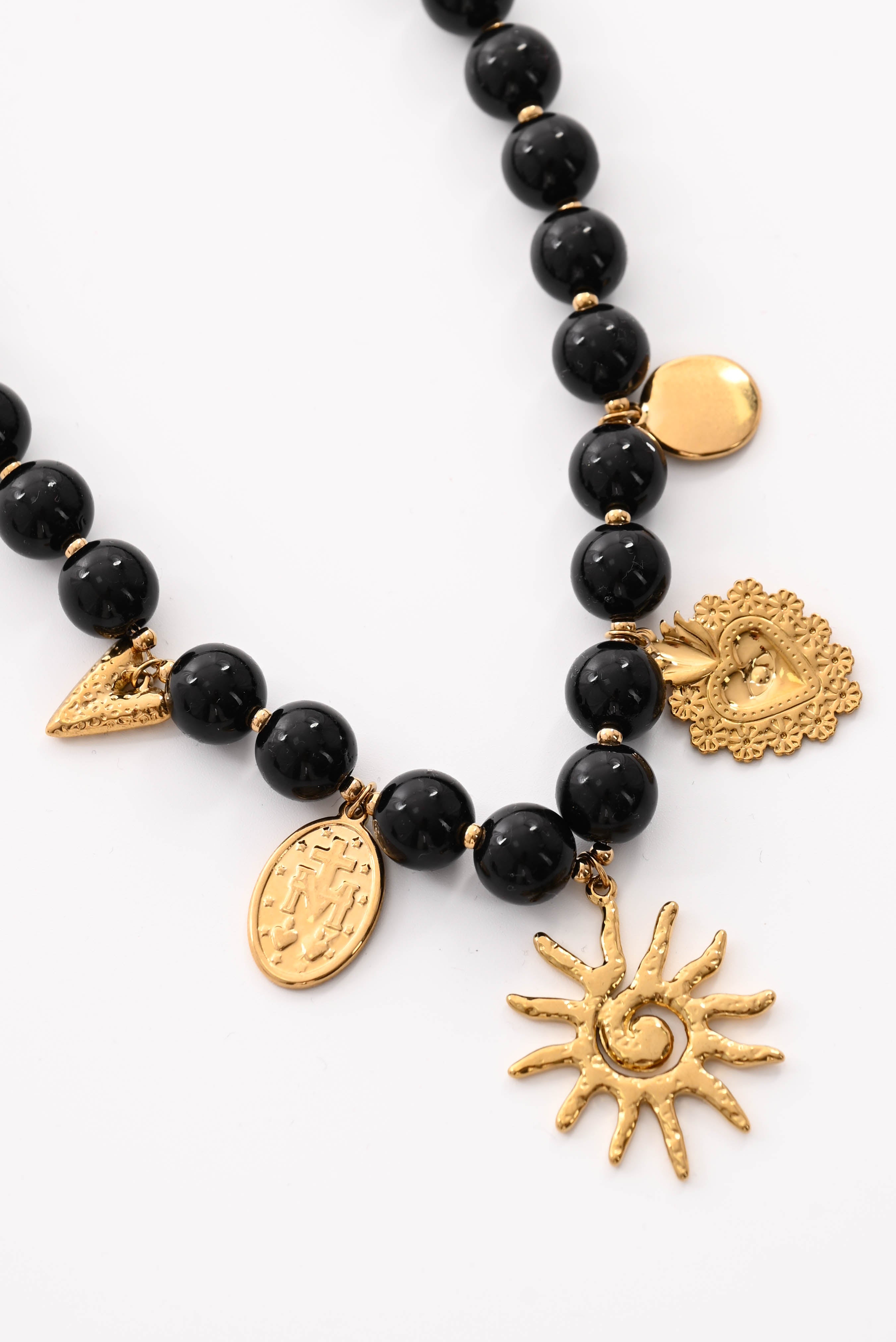 Ketting kralen mix zwart