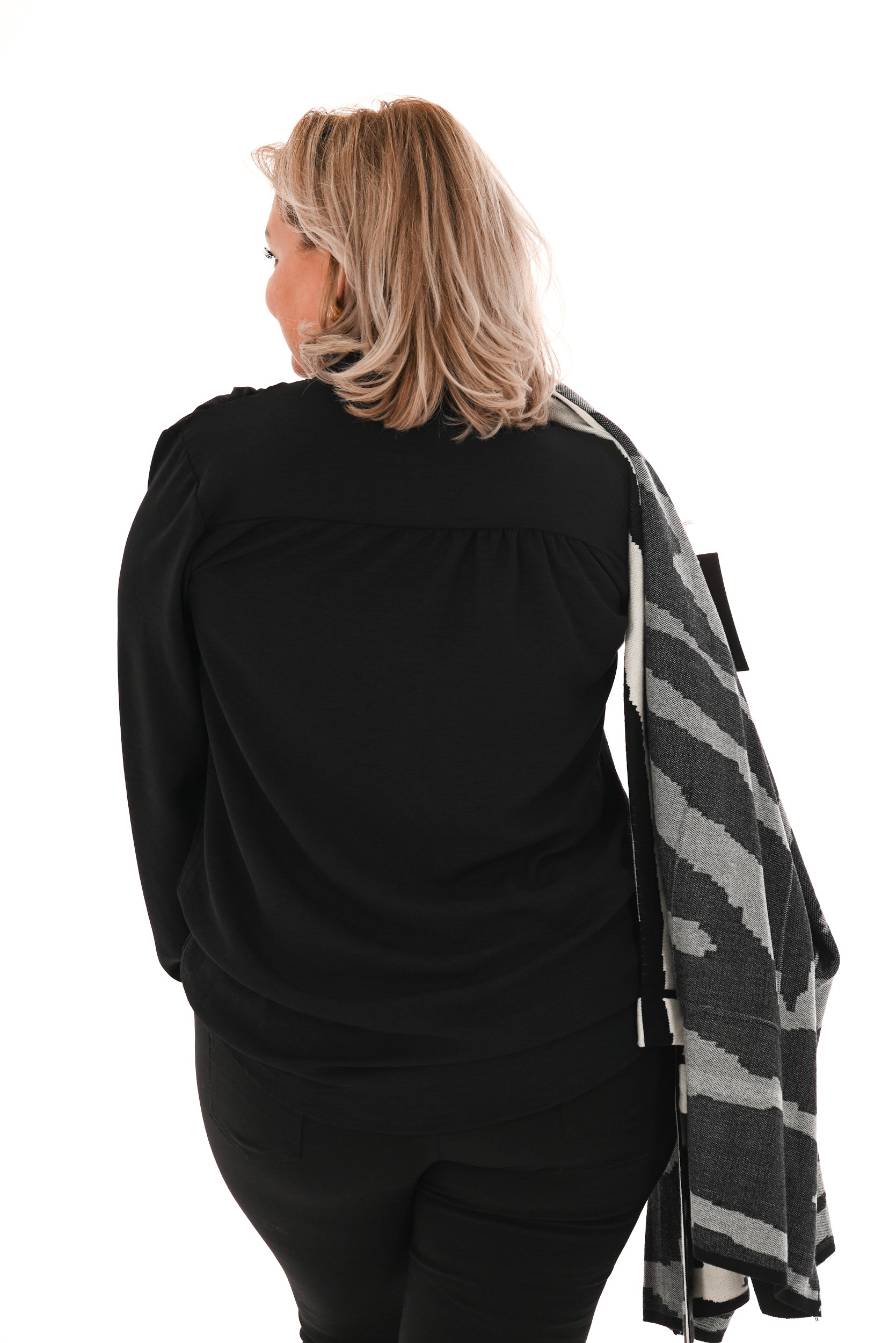 Blouse met strik zwart