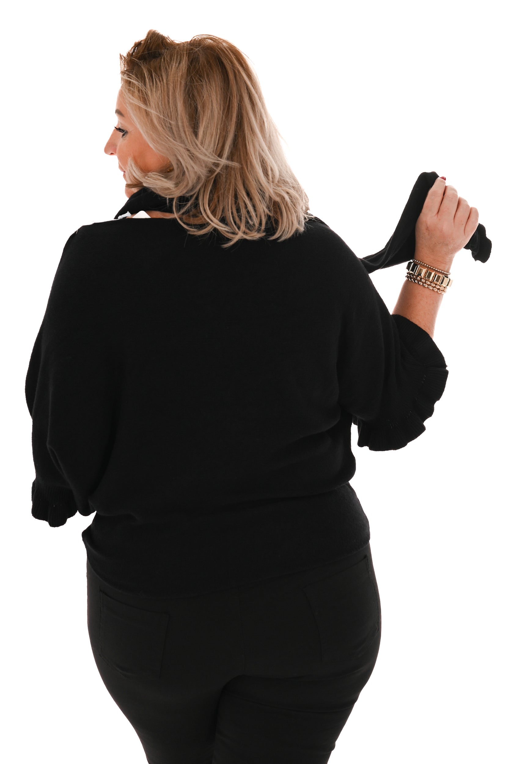 Blouse met strik zwart