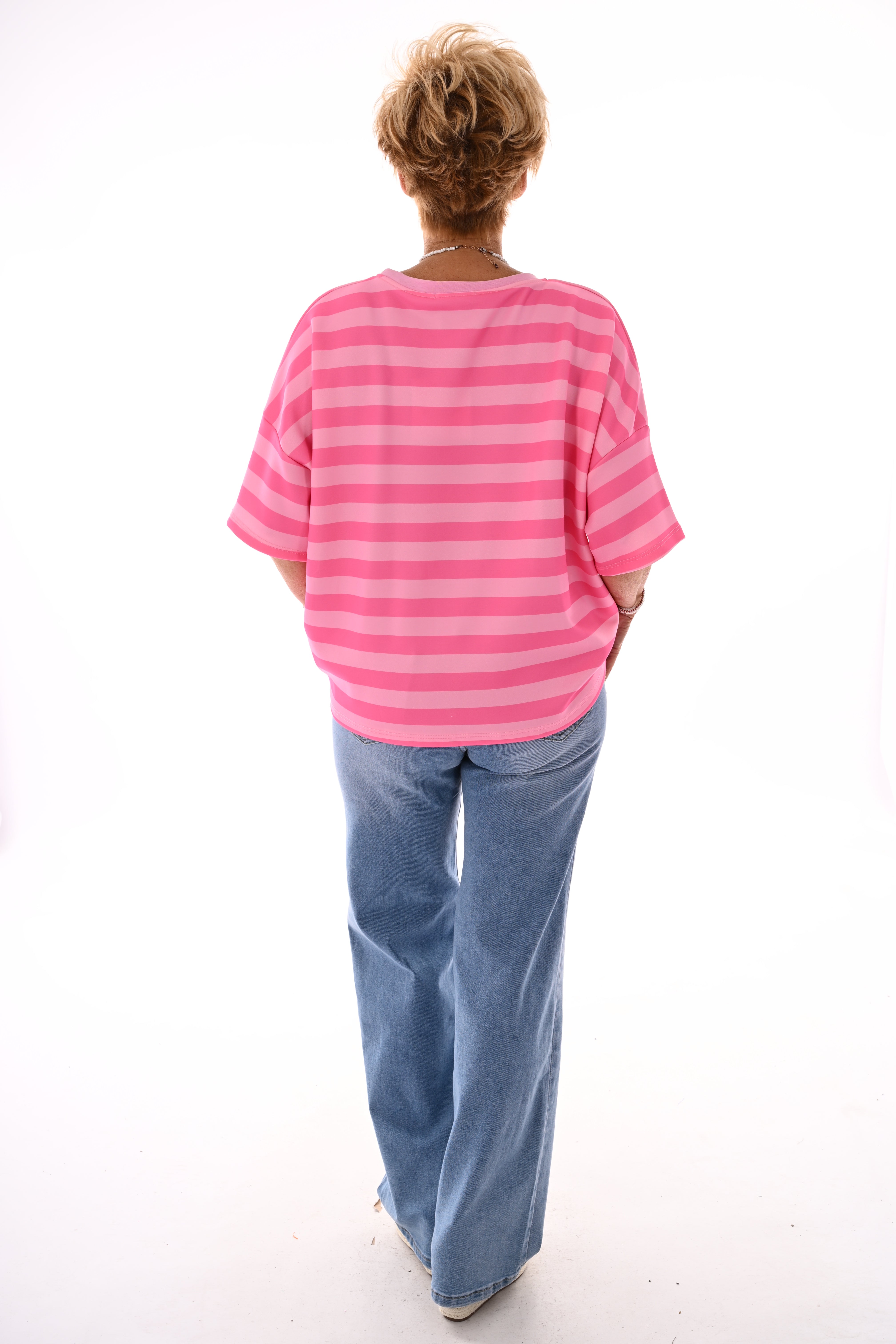 Sweatshirt strepen roze
