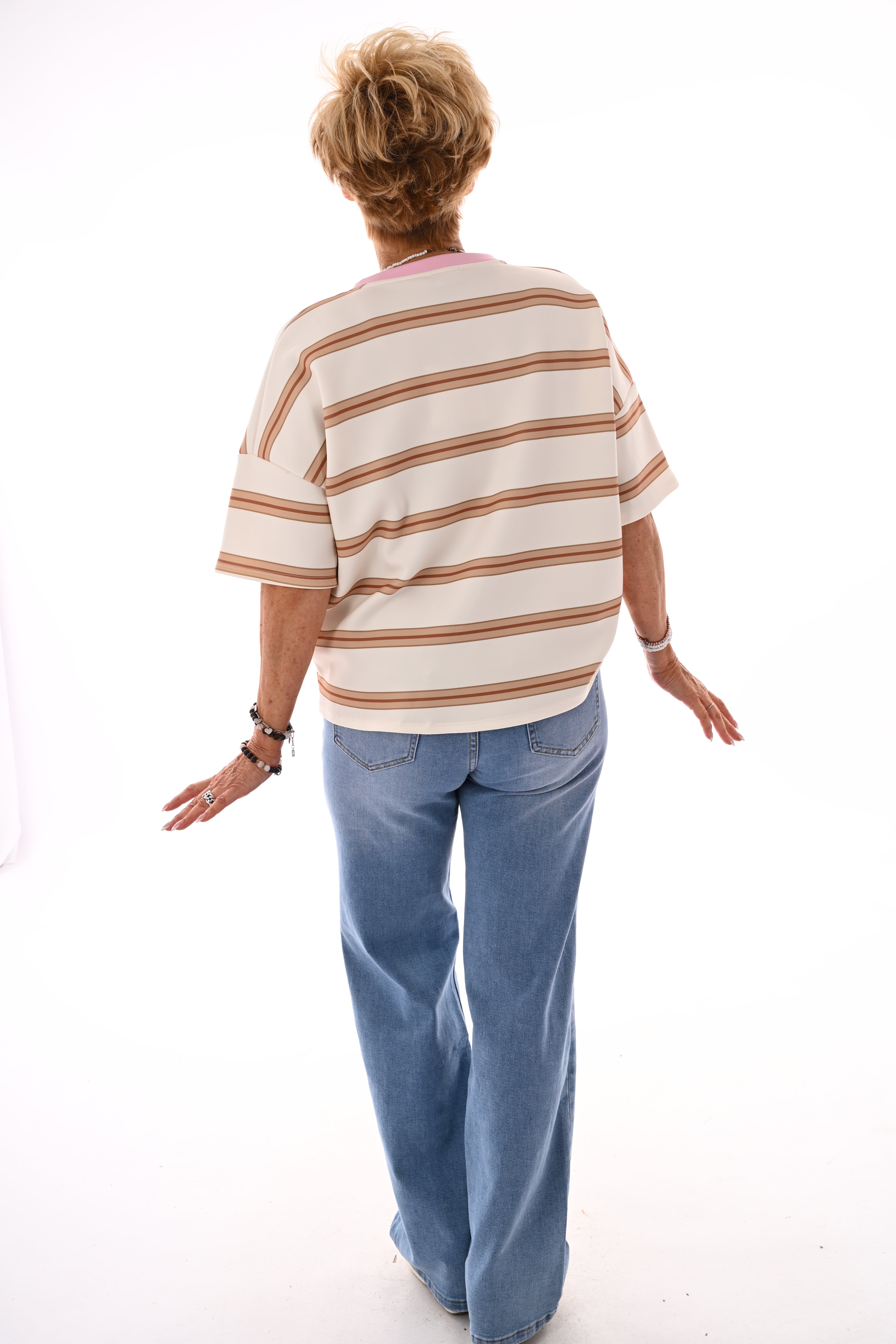 Sweatshirt strepen camel