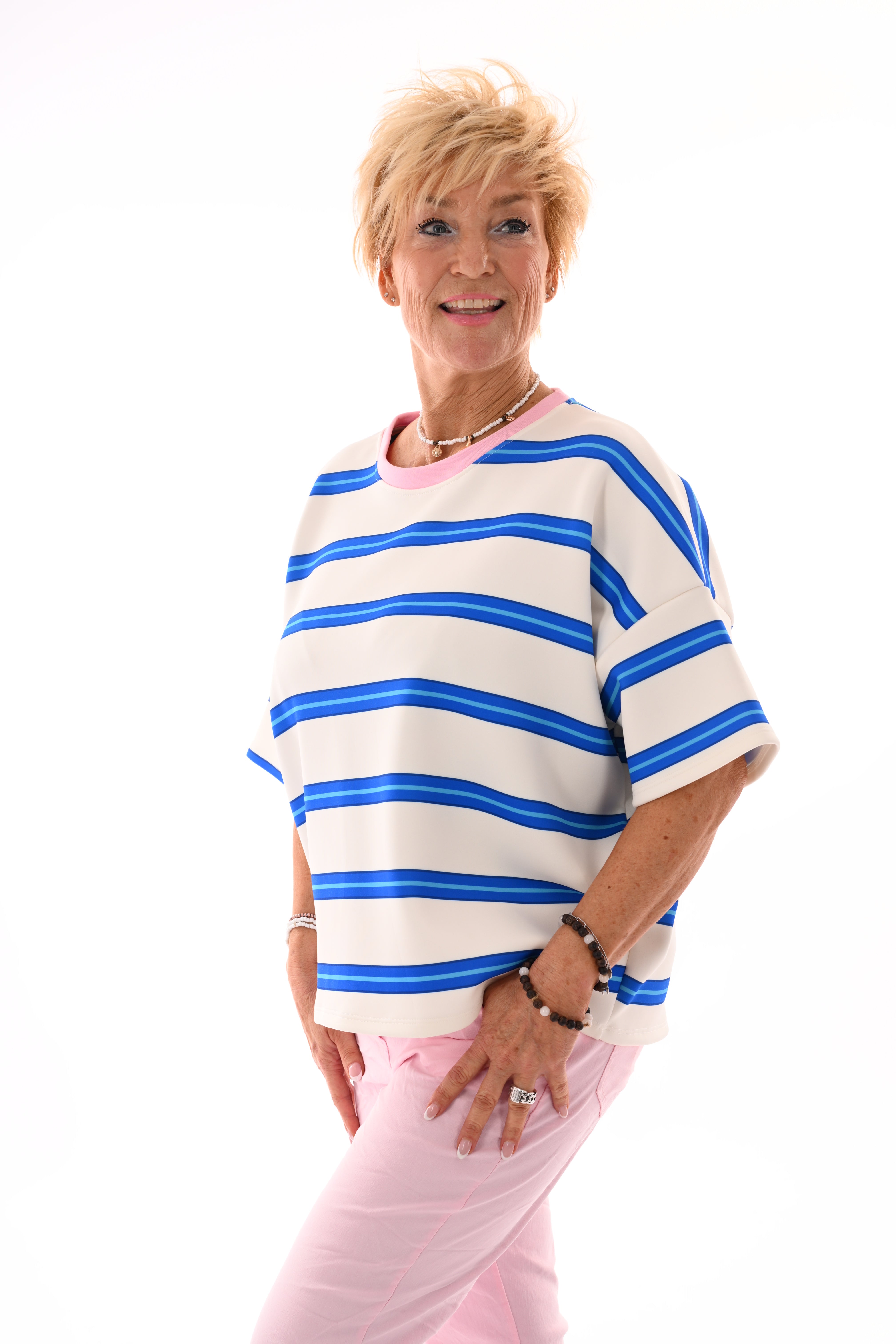 Sweatshirt strepen kobaltblauw