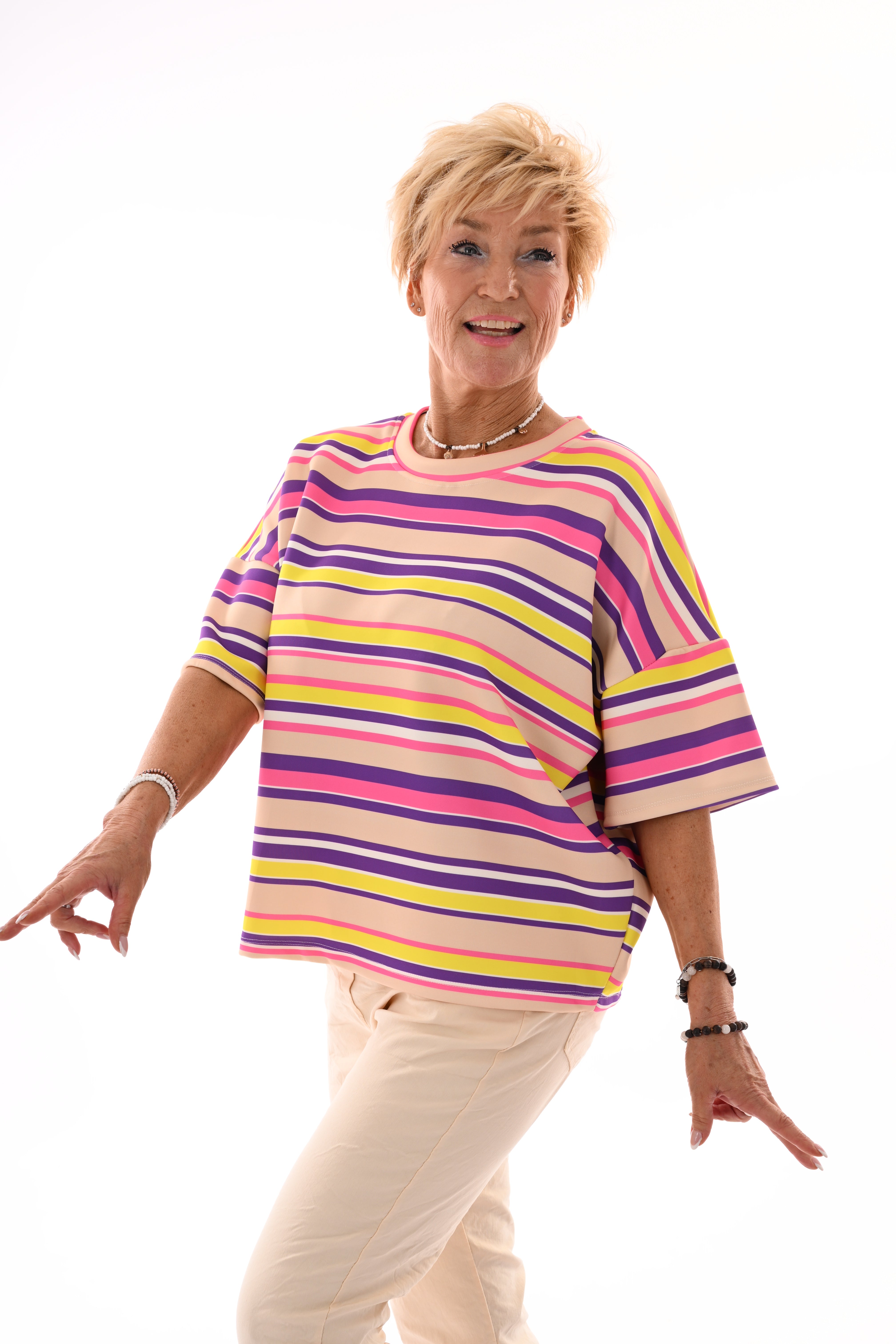 Sweatshirt strepen paars