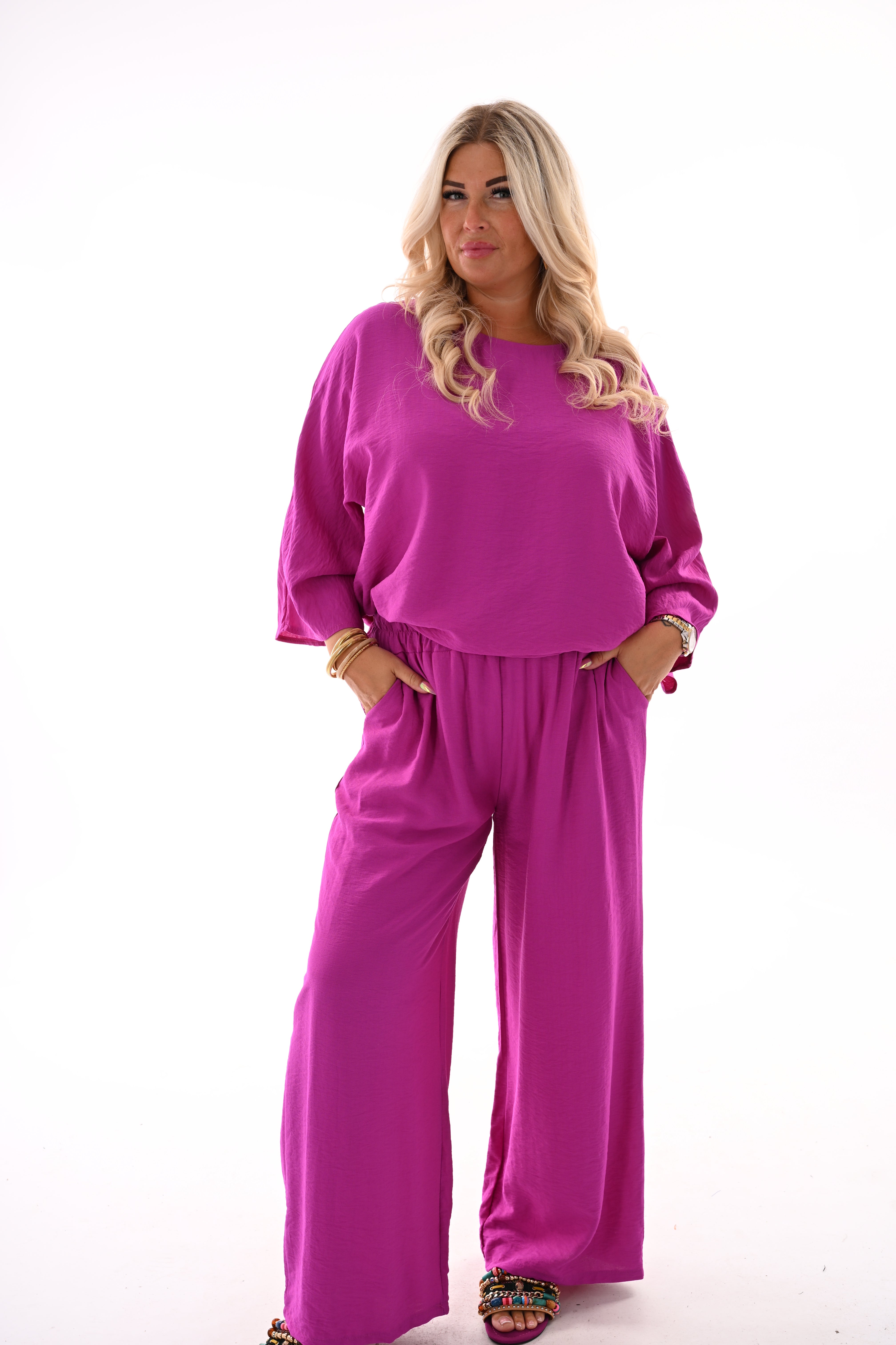 Tweedelig basic set magenta
