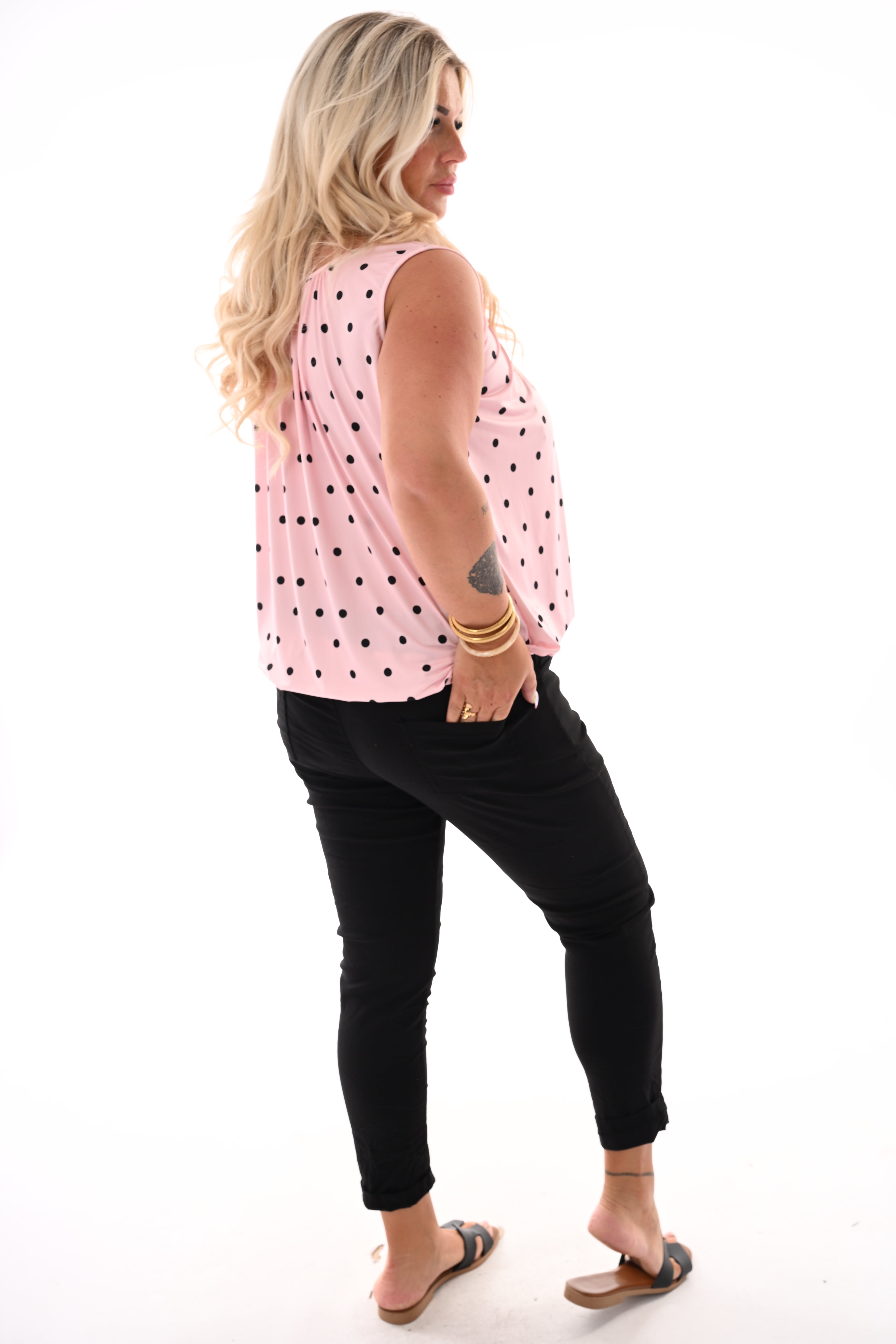 Top dots mouwloos lichtroze