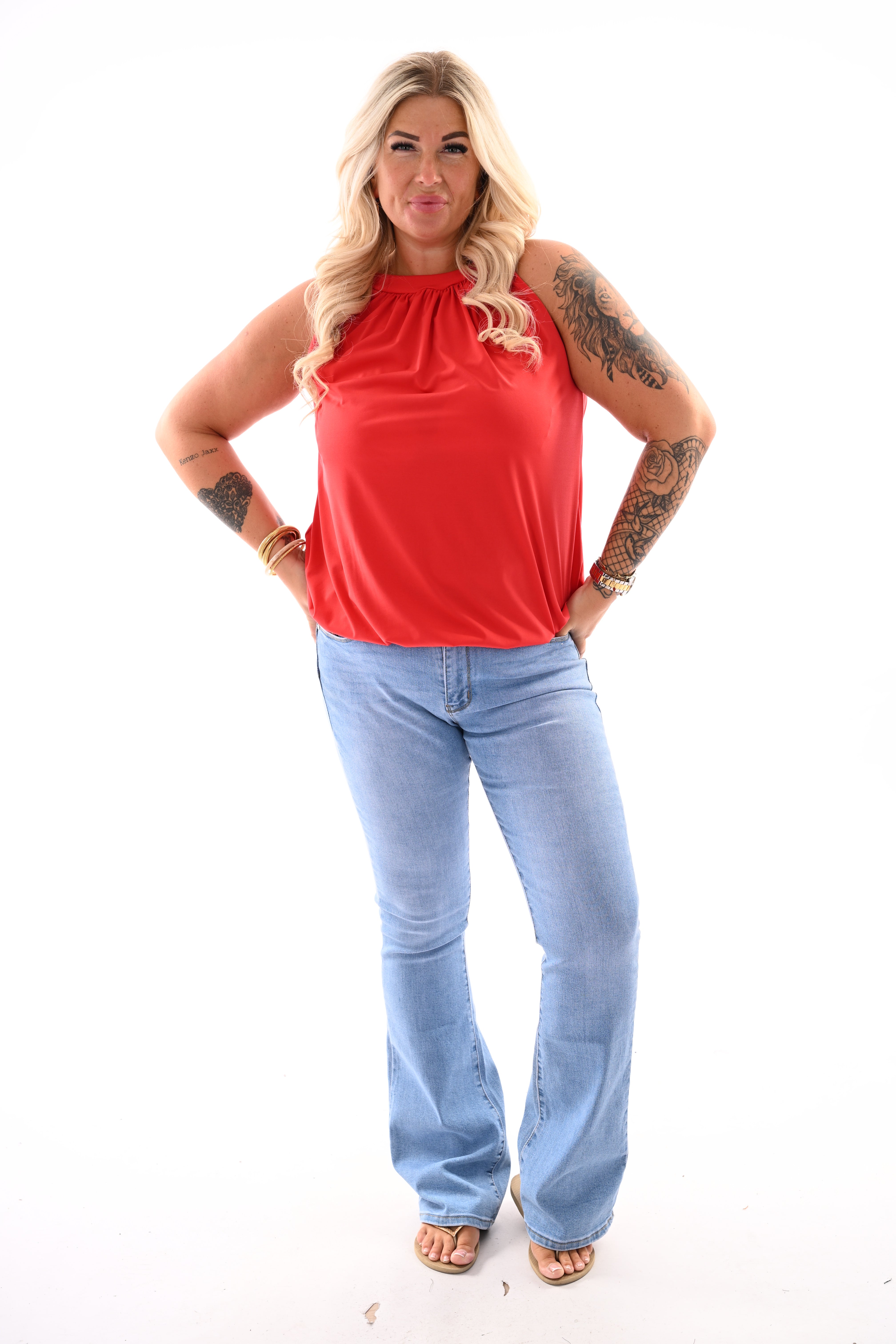 Halter top uni rood