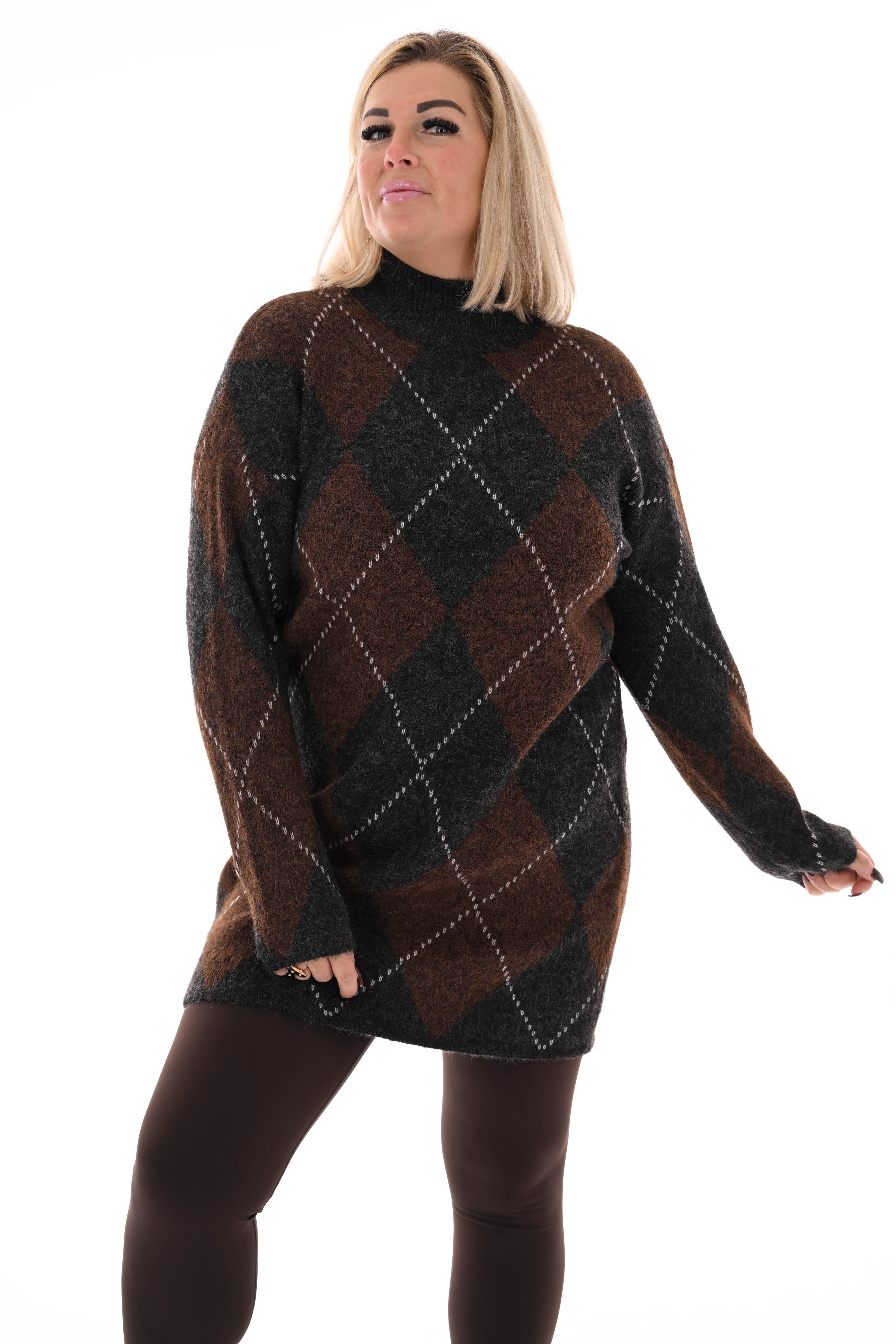 Gebreide jurk patroon antraciet